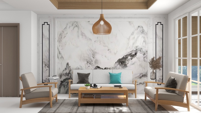 Modern Chinese Living Room with Natural Tone