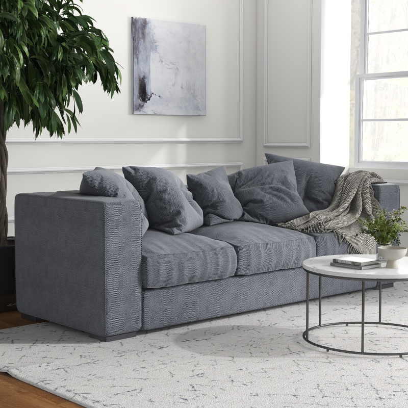 Contemporary Gray Living Room with Comfort