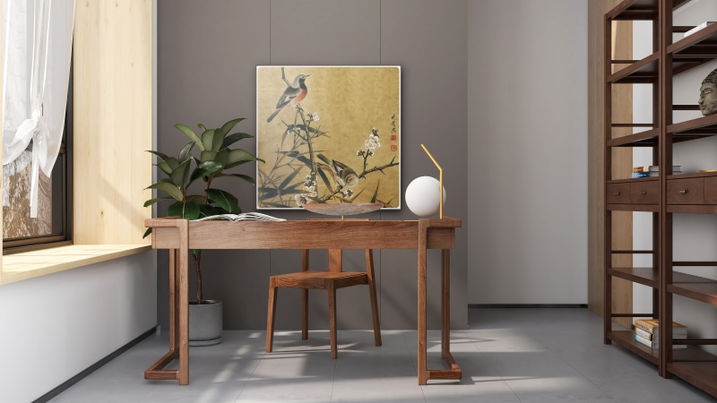 Contemporary Chinese Study with Brown Hues