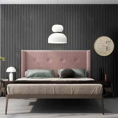Modern Pink & Black Bedroom with Oriental Touch