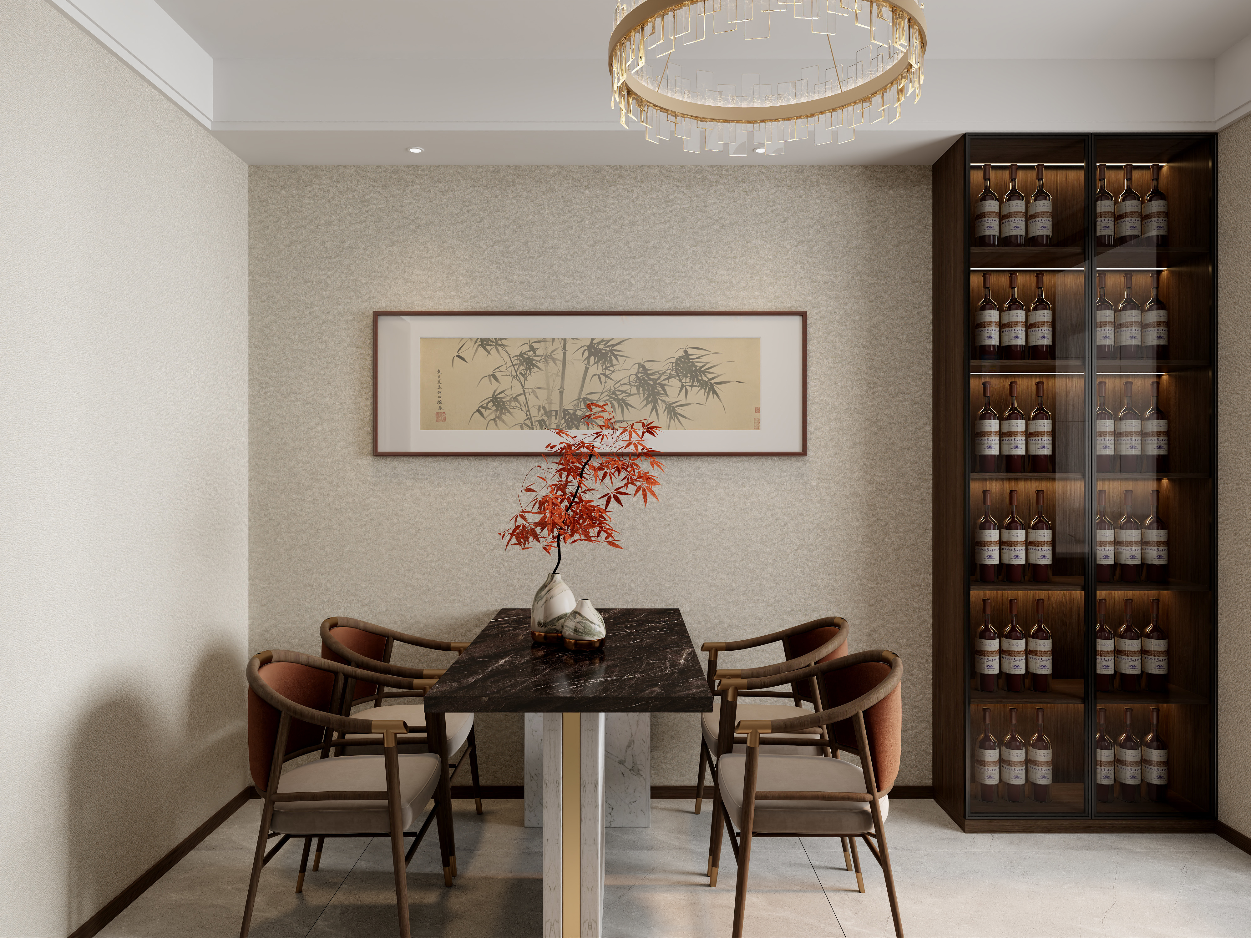 吴爽-108㎡新中式装修效果图