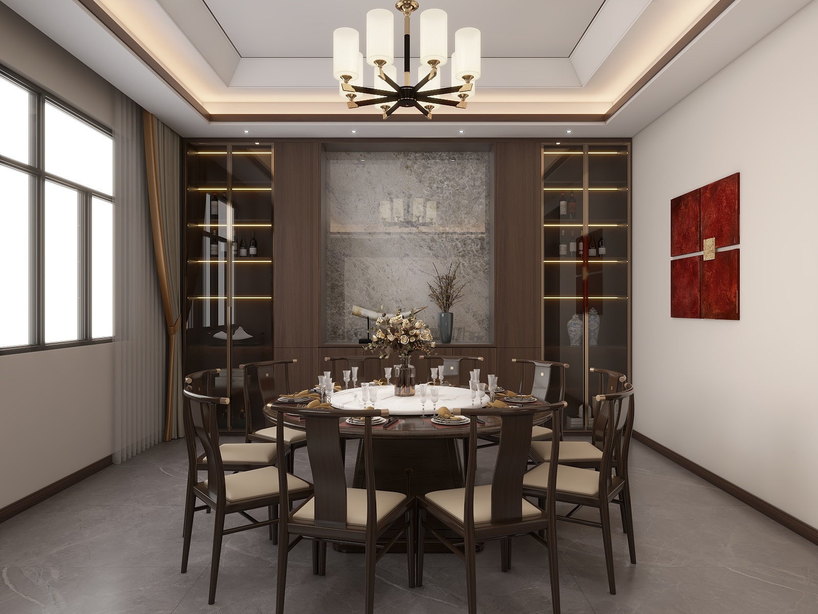 湛智华-新中式别墅786平4层装修效果图