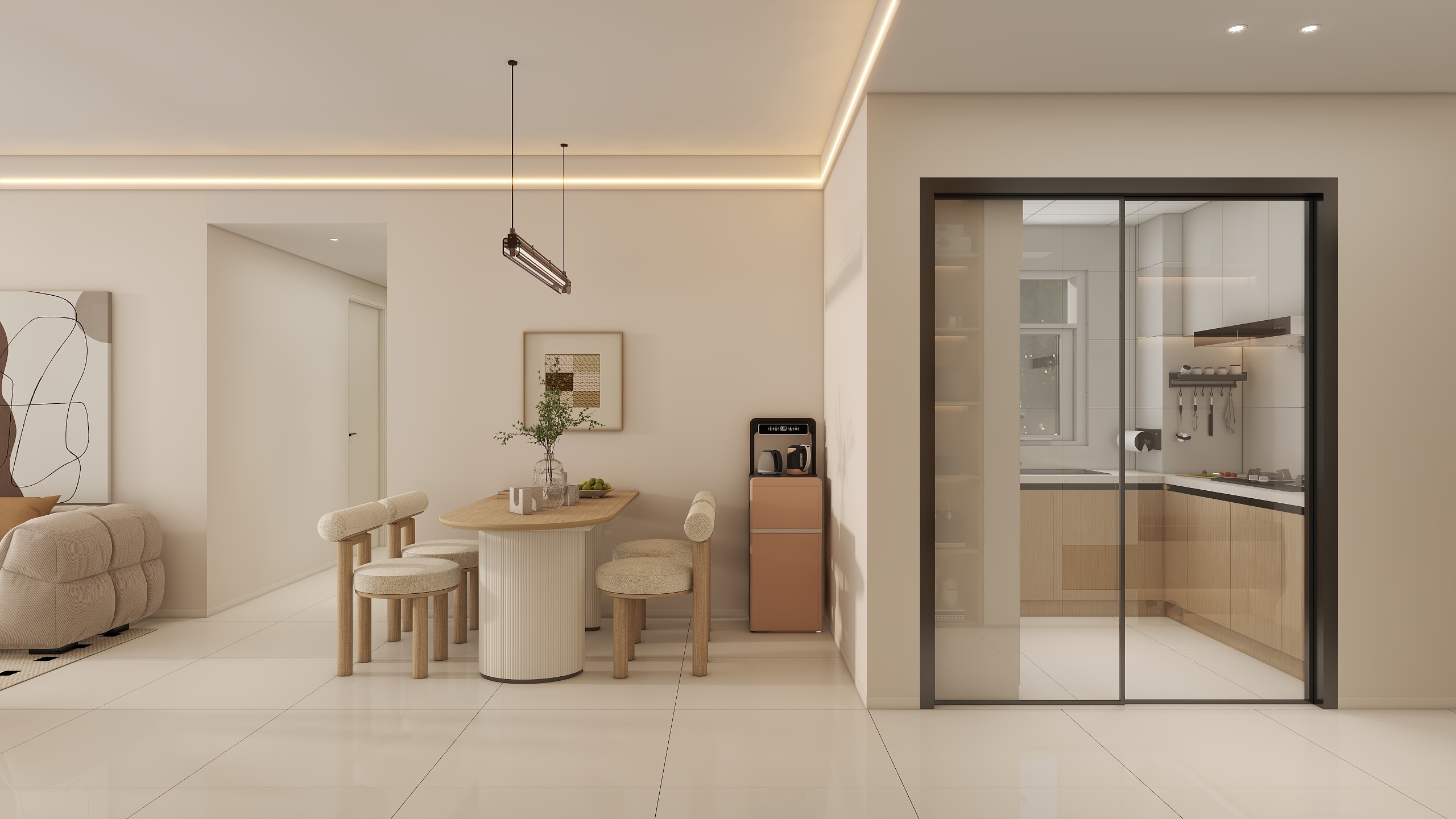 李青越-100方原木风三居室装修效果图