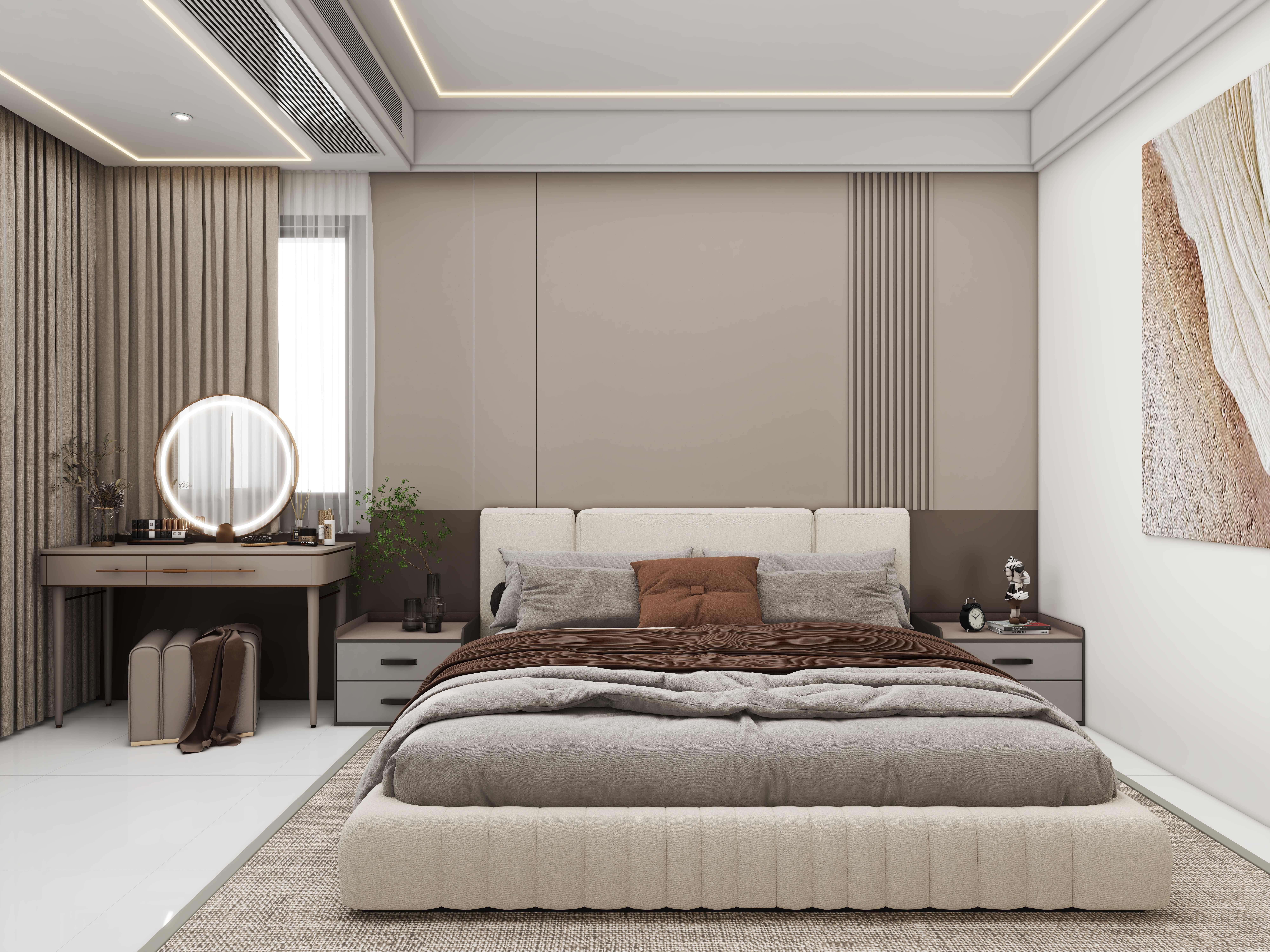 壹诺设计工作室-112㎡3室-现代简约 二层主卧装修效果图第1张