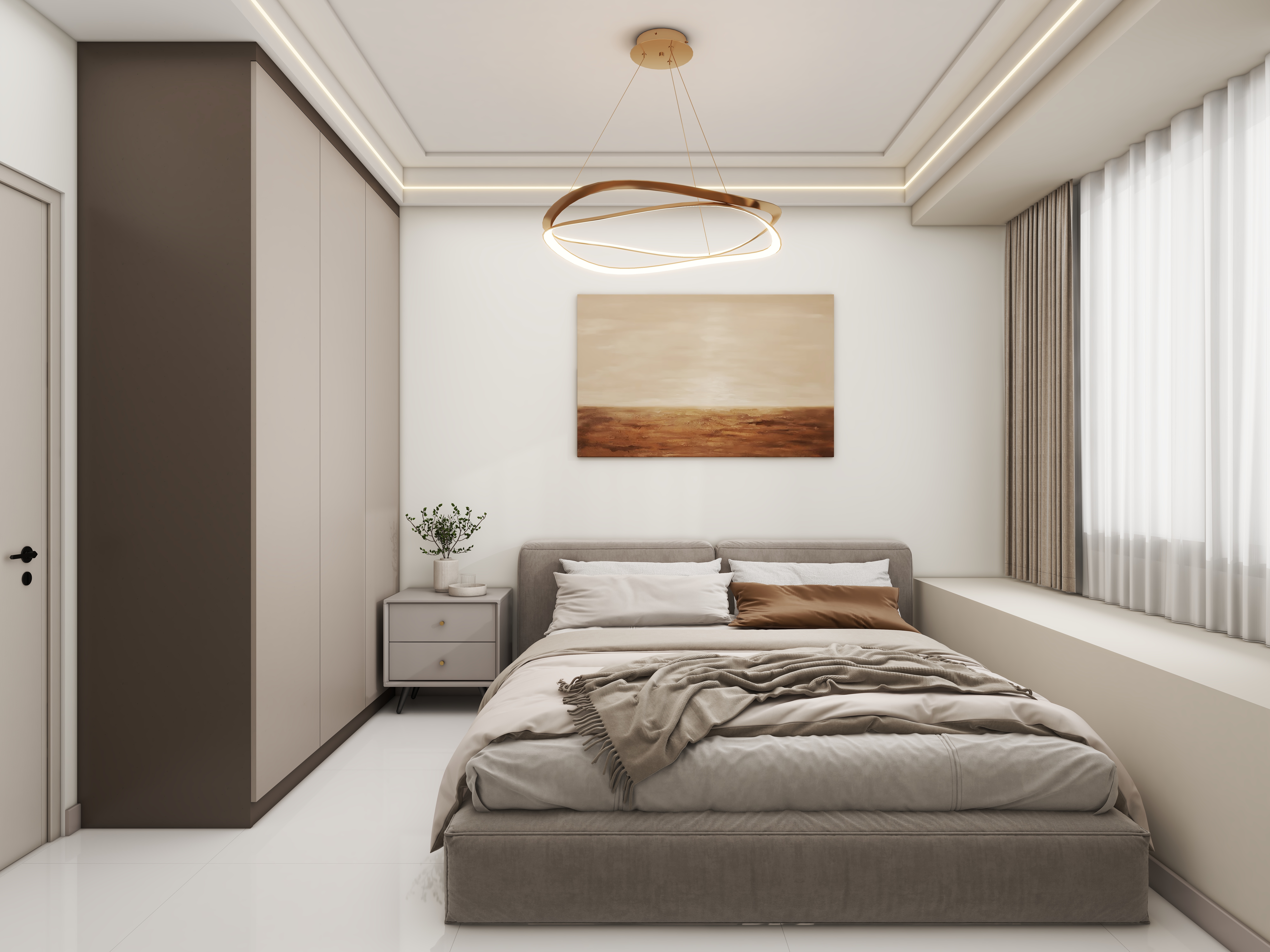 壹诺设计工作室-112㎡3室-现代简约 一层客卧装修效果图第2张