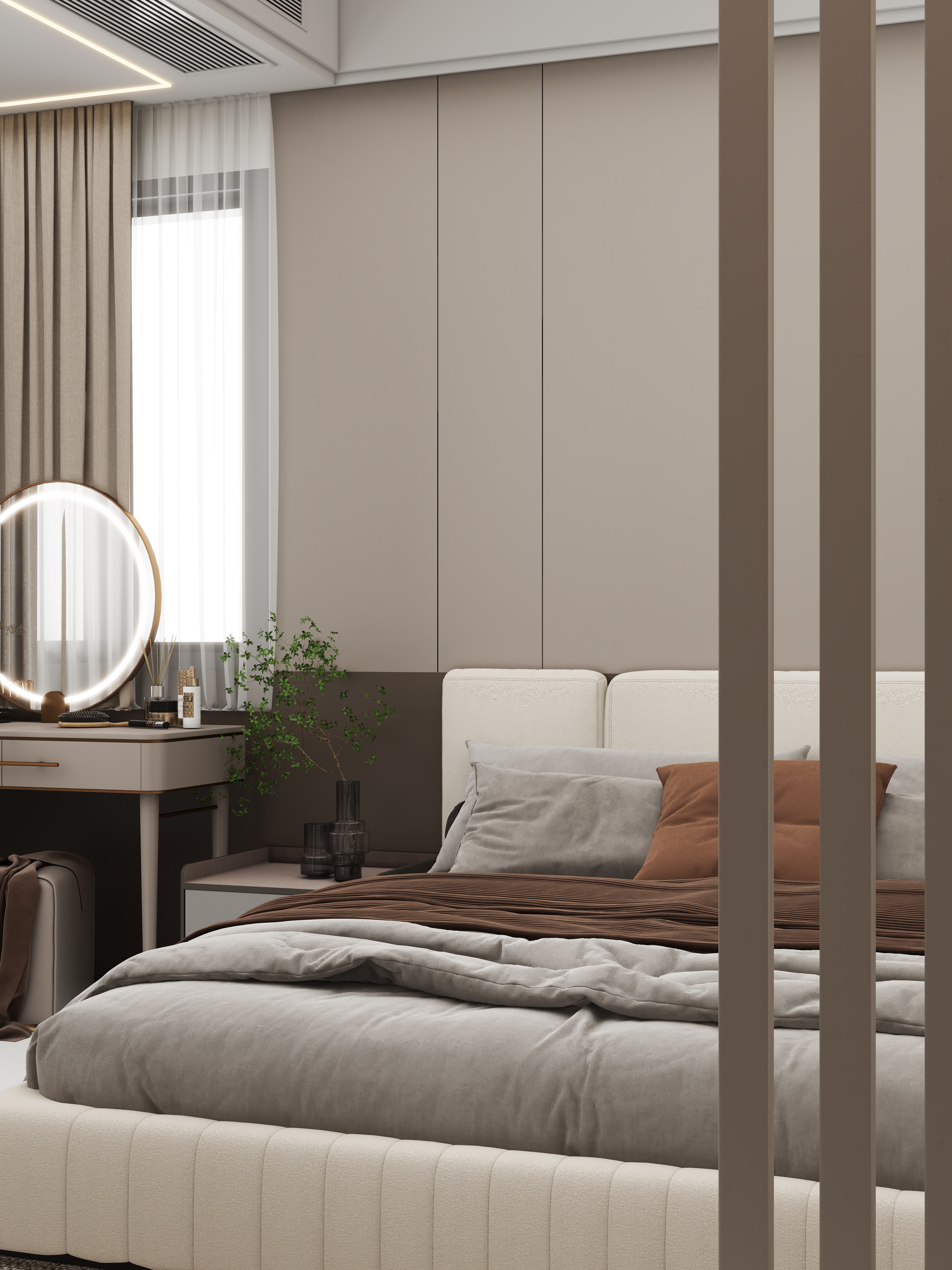 壹诺设计工作室-112㎡3室-现代简约 二层主卧装修效果图第3张