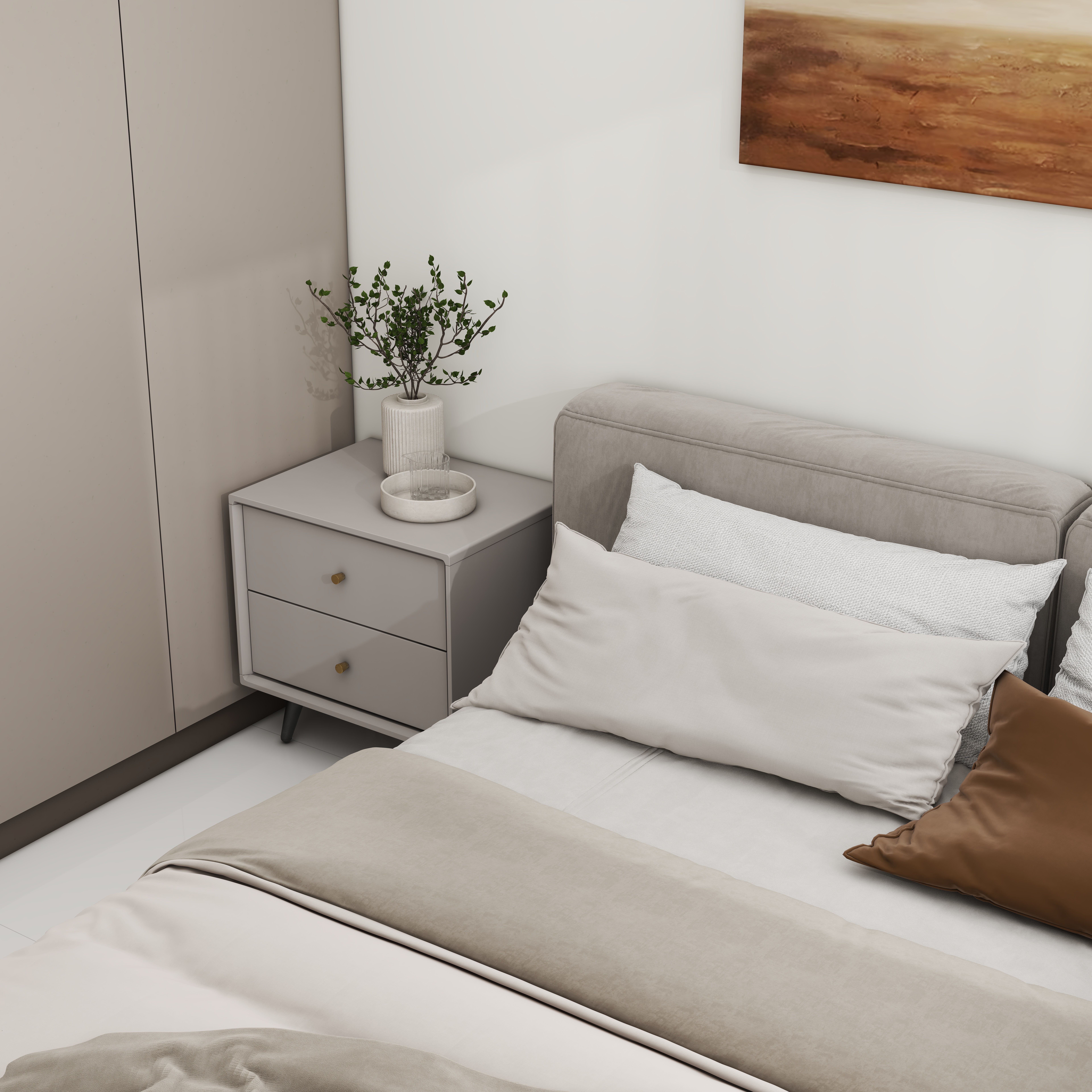 壹诺设计工作室-112㎡3室-现代简约 一层客卧装修效果图第1张