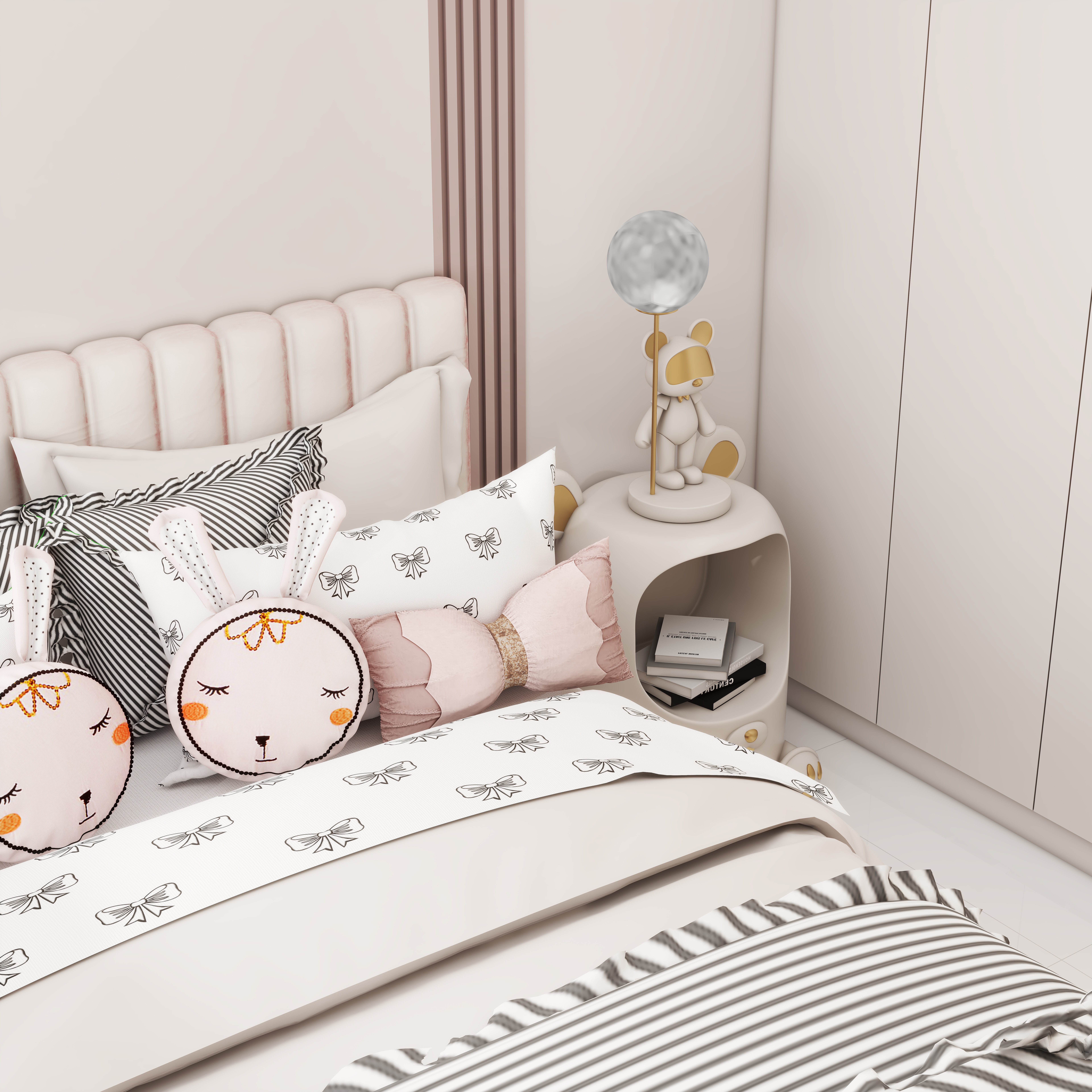 壹诺设计工作室-112㎡3室-现代简约 一层女孩房装修效果图第2张