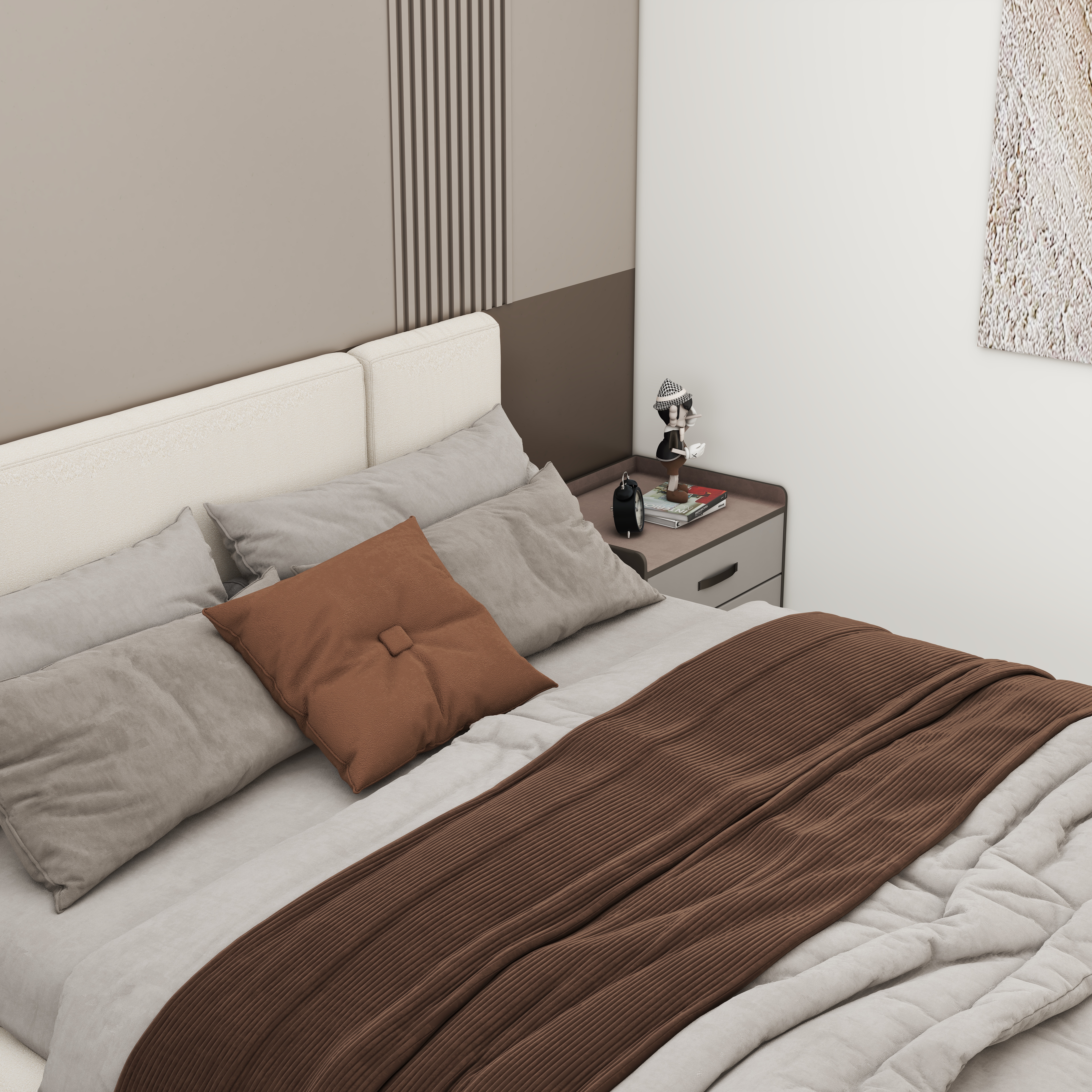 壹诺设计工作室-112㎡3室-现代简约 二层主卧装修效果图第2张