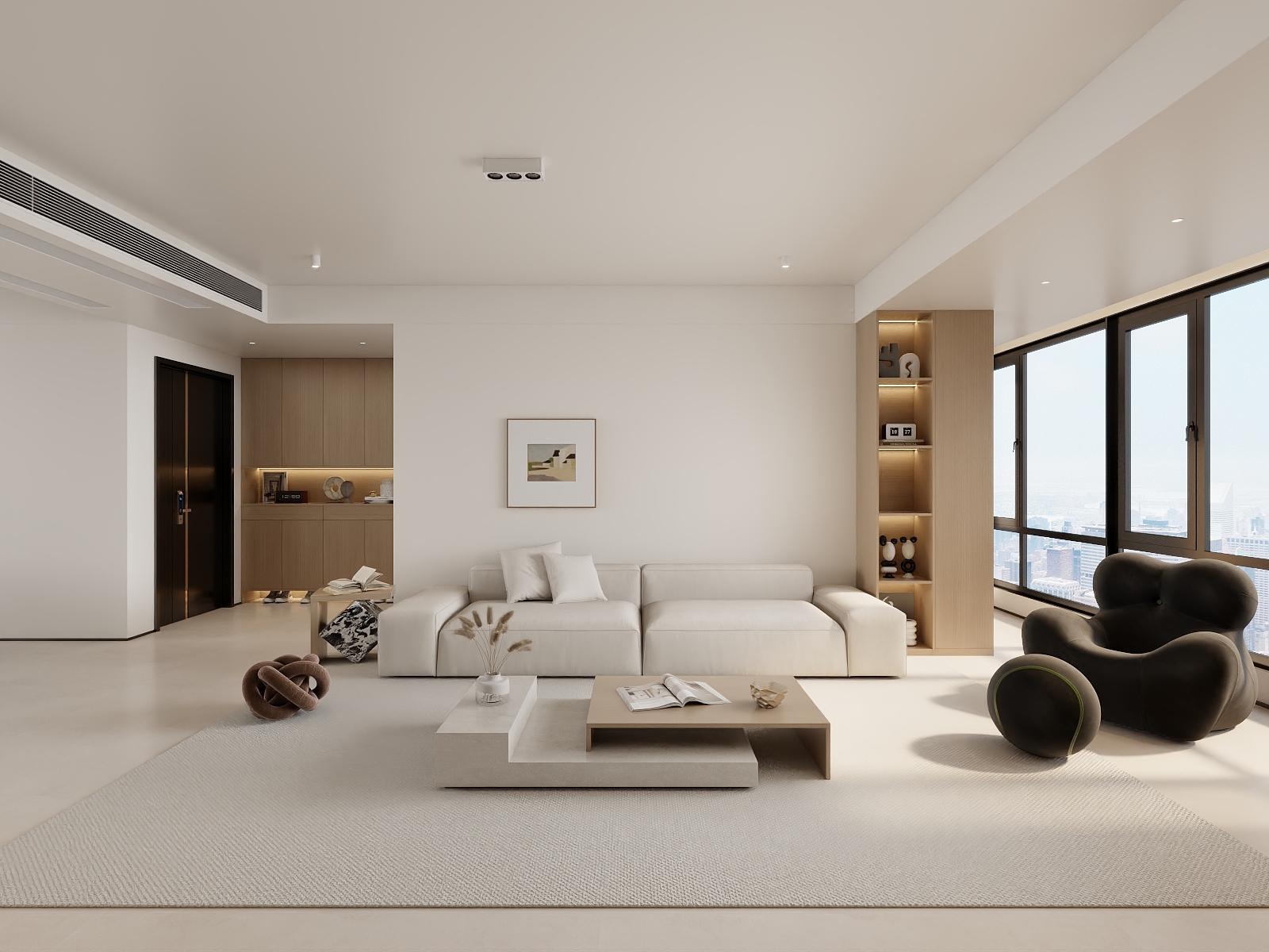 吴爽-116m²现代原木风格 装修效果图