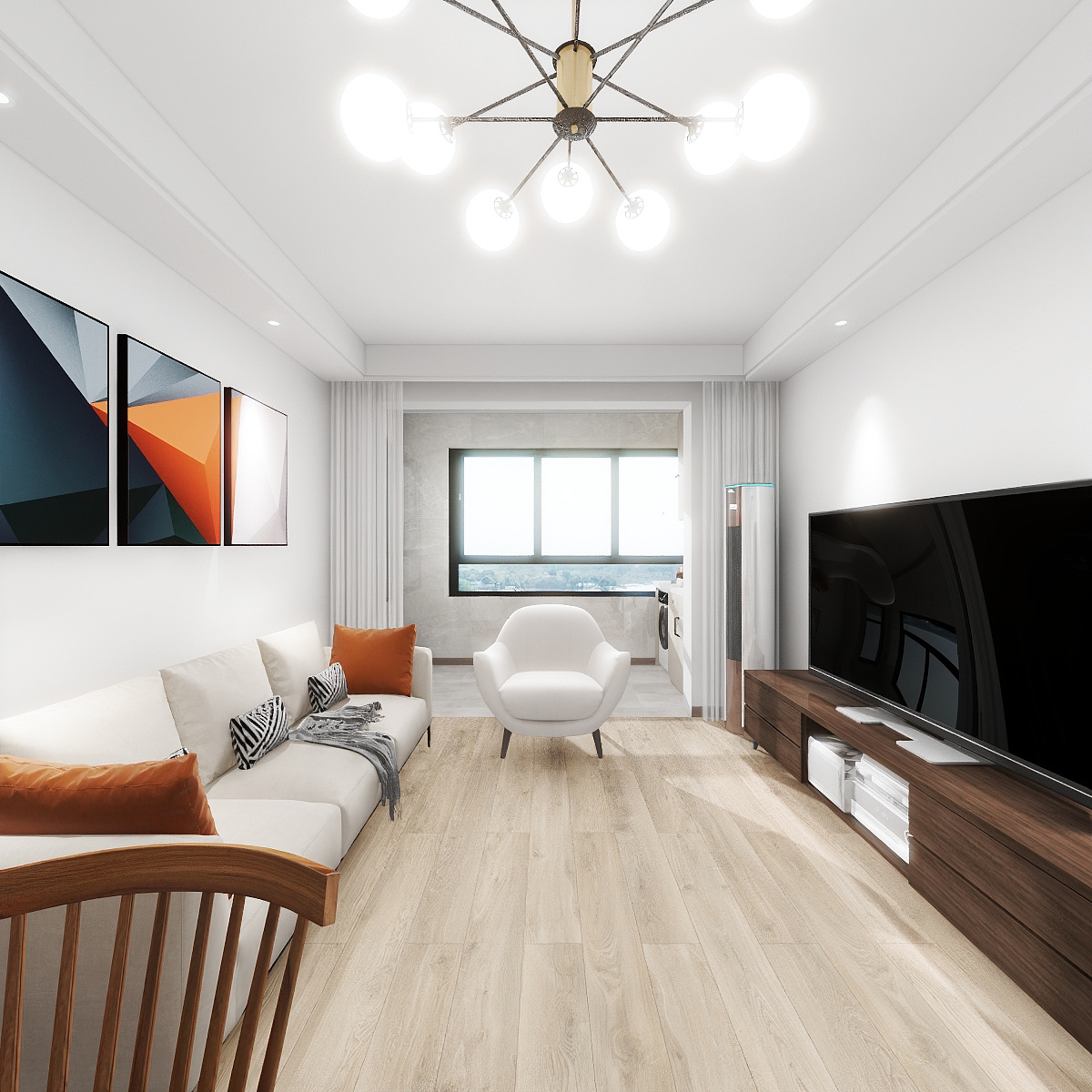 合肥双诚-M璘-高铁都市花园.2期中户型简约风装修效果图