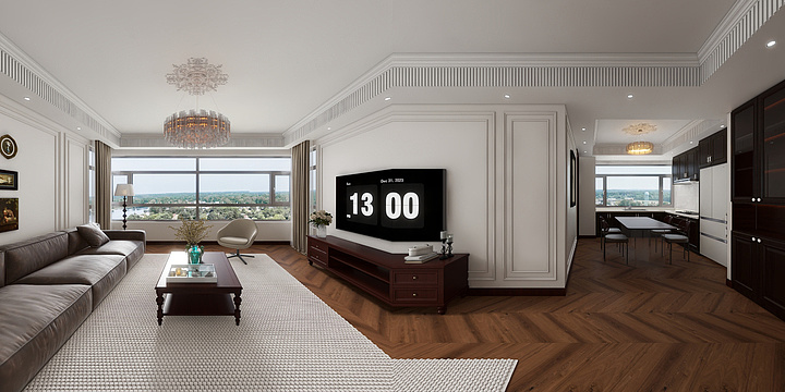 DebiaoDesign-美式风格130㎡三室-装修设计方案