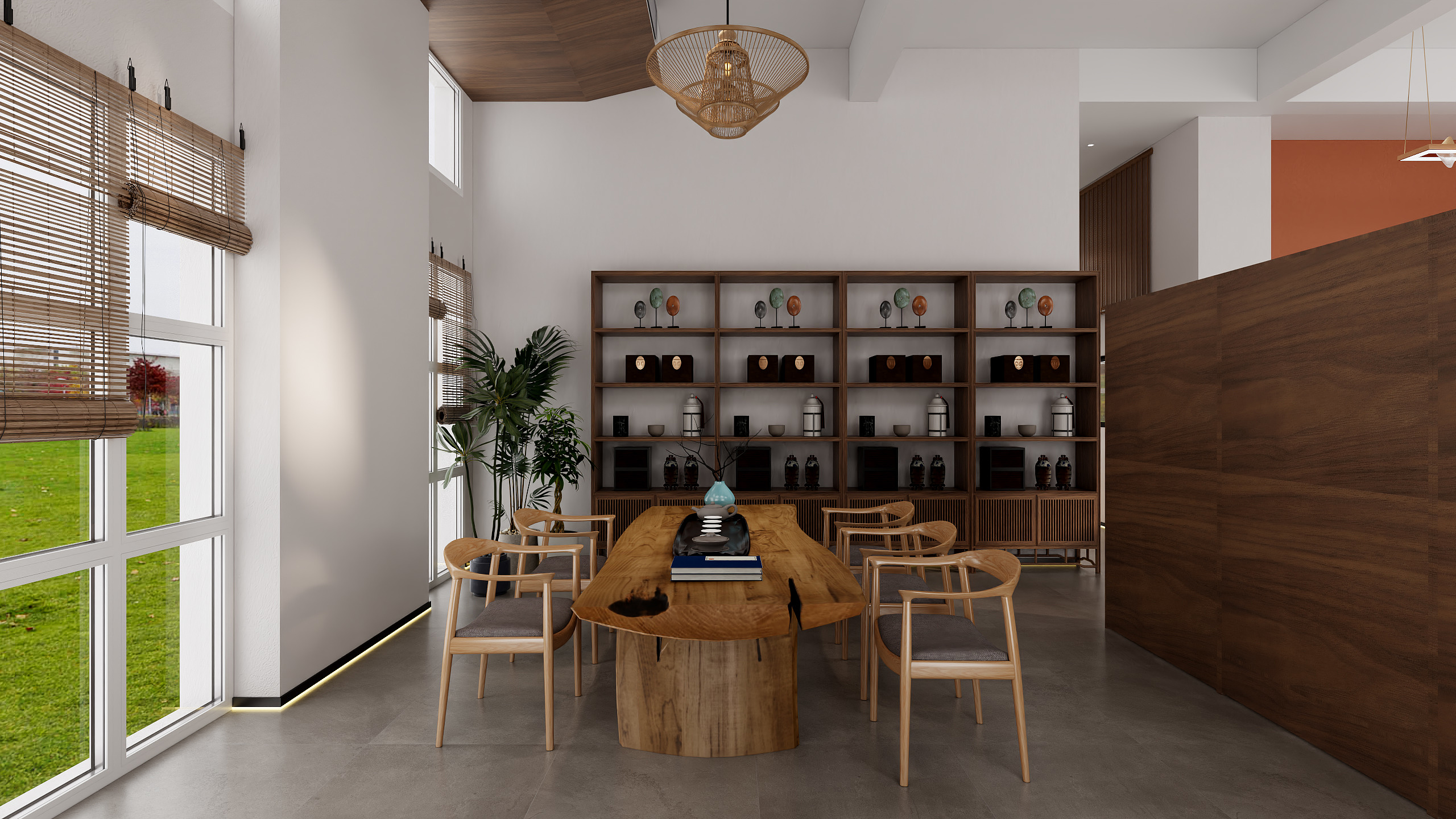 李青越-154方新中式风格茶室装修效果图