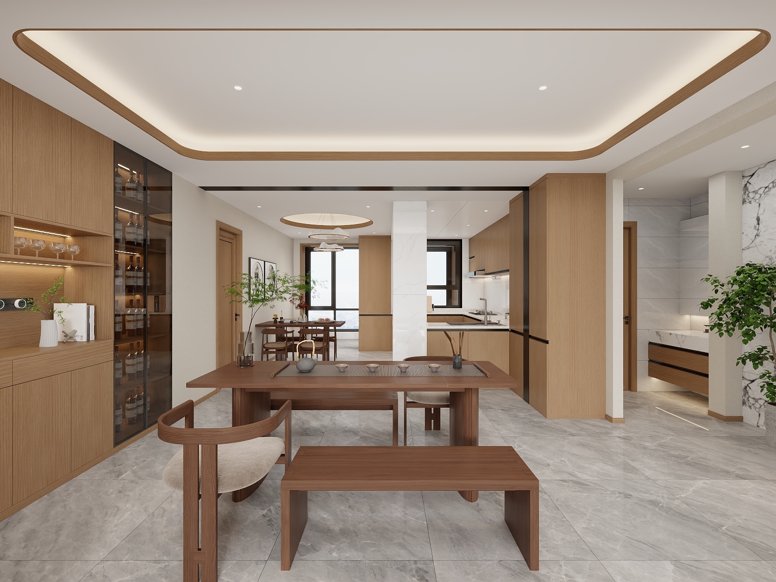 吴爽-166m²新中式风格装修效果图