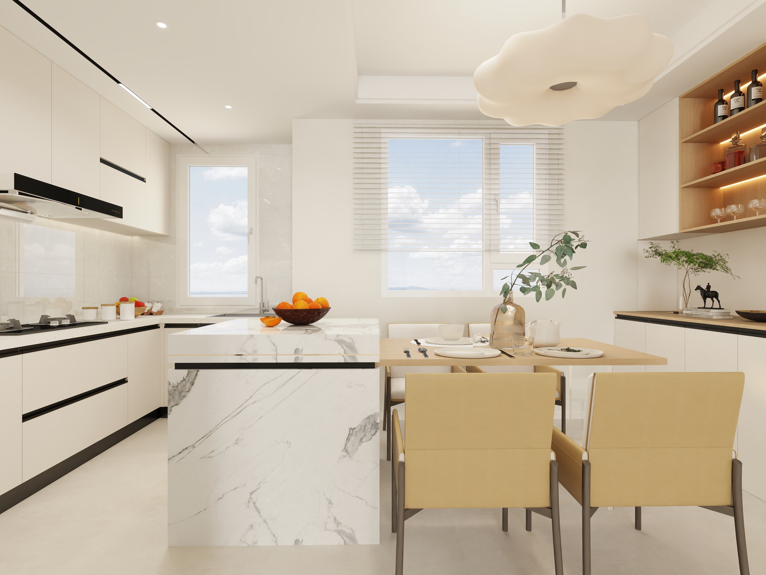 李青越-87方奶油风格二居室装修效果图