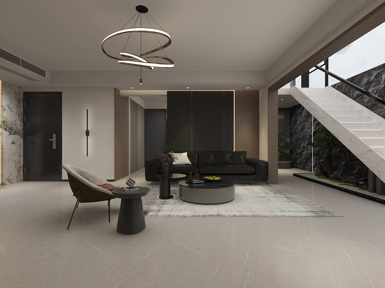 李青越-280平方现代简约二层复式装修效果图