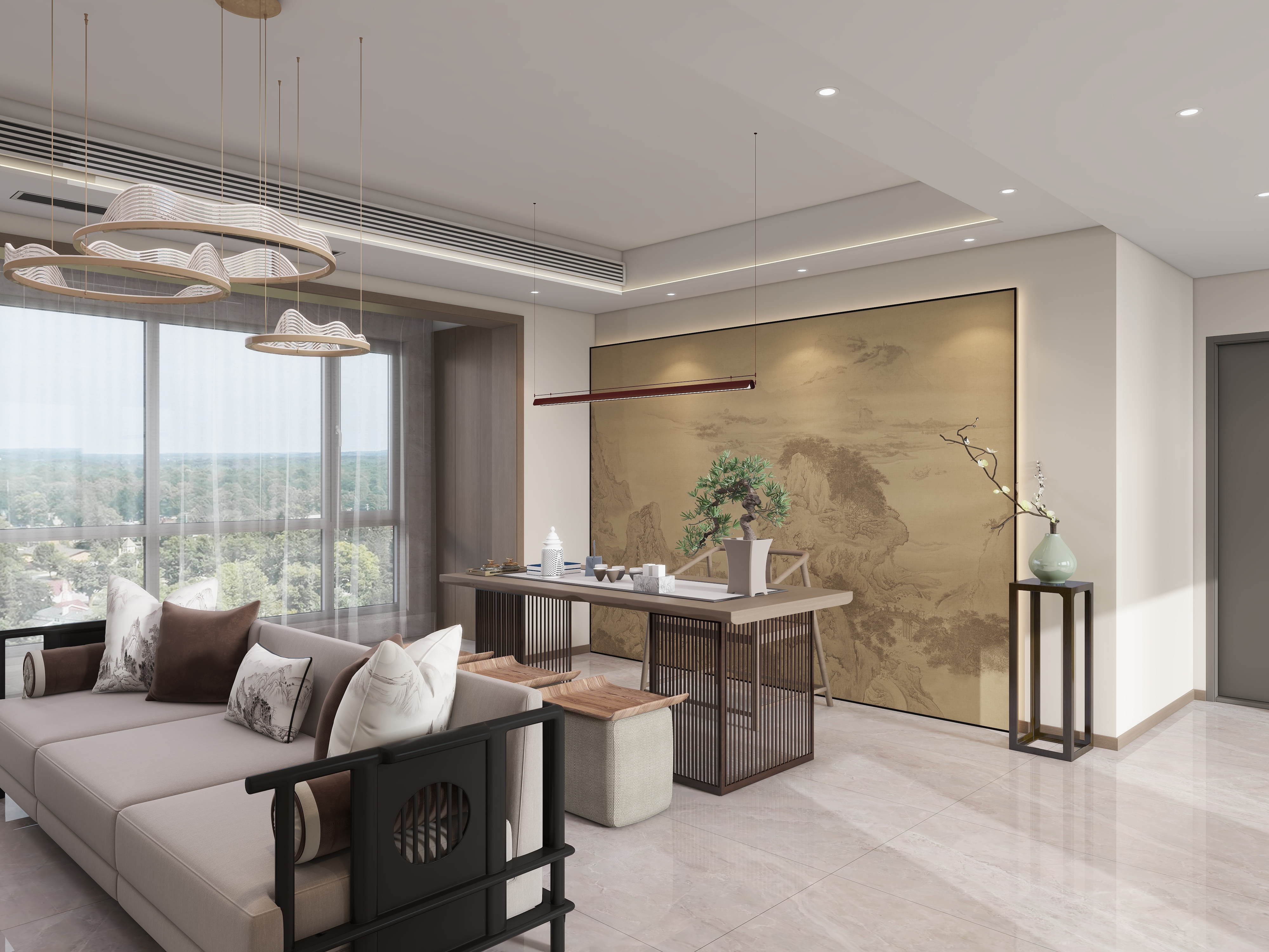 小杨爱吃肉-宽厅平层新中式-装修设计方案