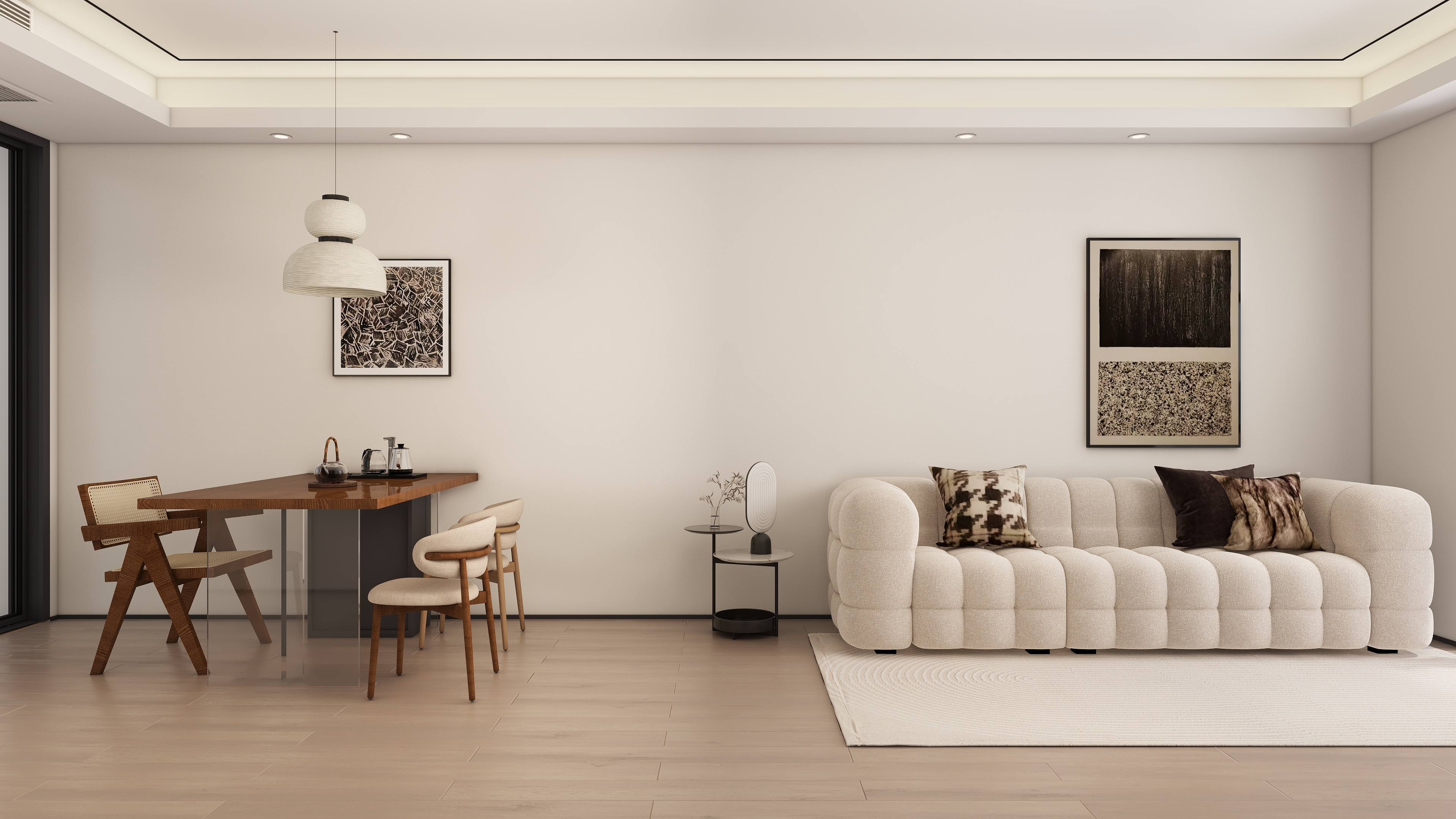 独立设计师花夏-现代奶油风三室两厅-装修设计方案