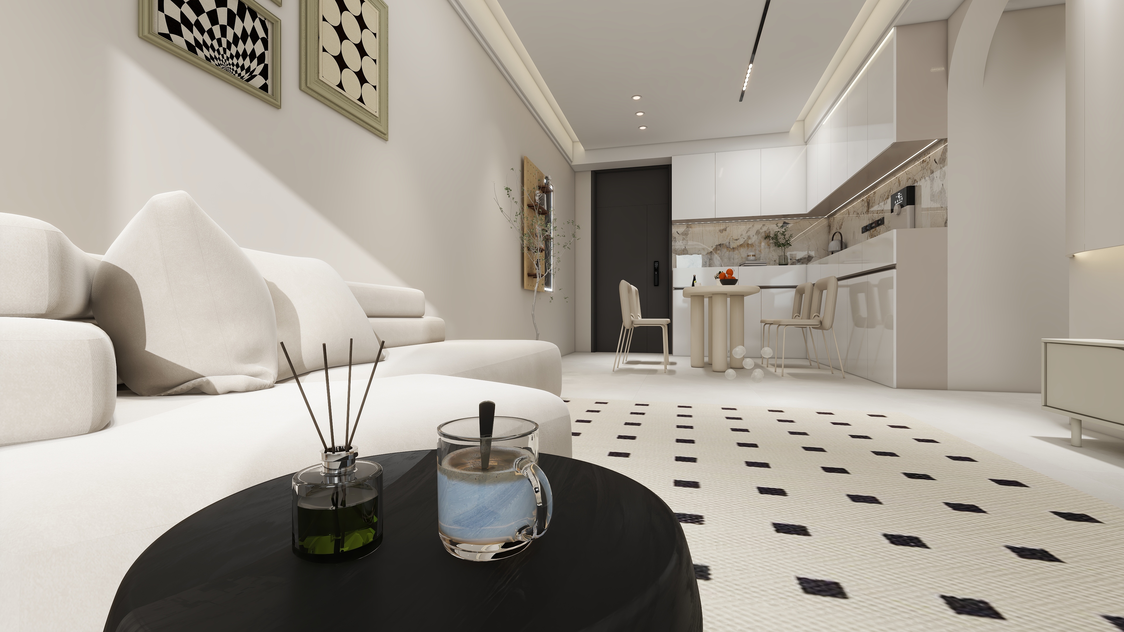 梦越室内设计-77㎡2室装修效果图