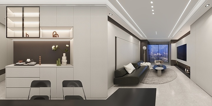 玖伍装饰工程有限公司-西部新城B1，127平--意式极简-装修设计方案