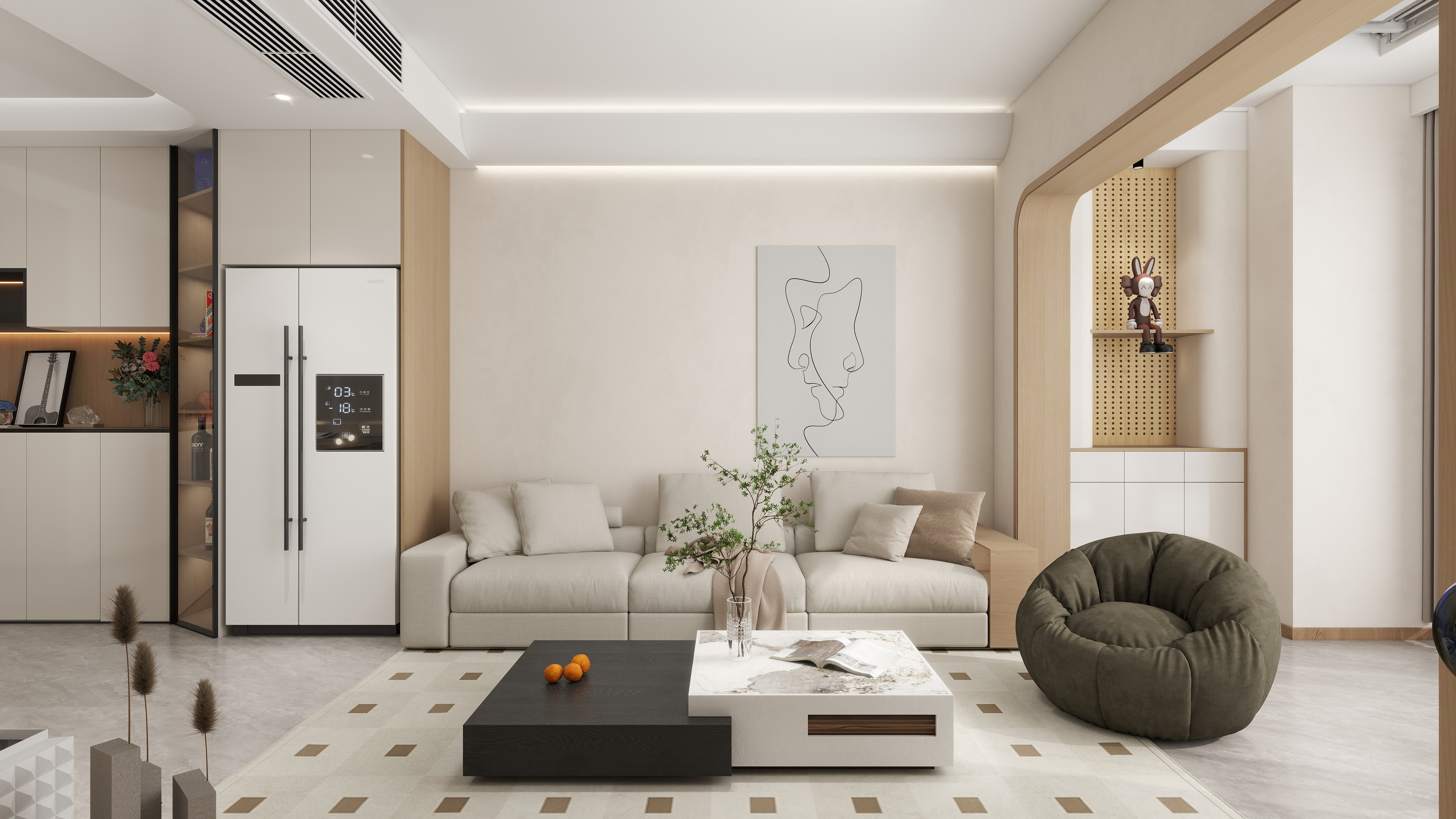 苋明空间@1532821780-90平原木奶油小三室-装修设计方案