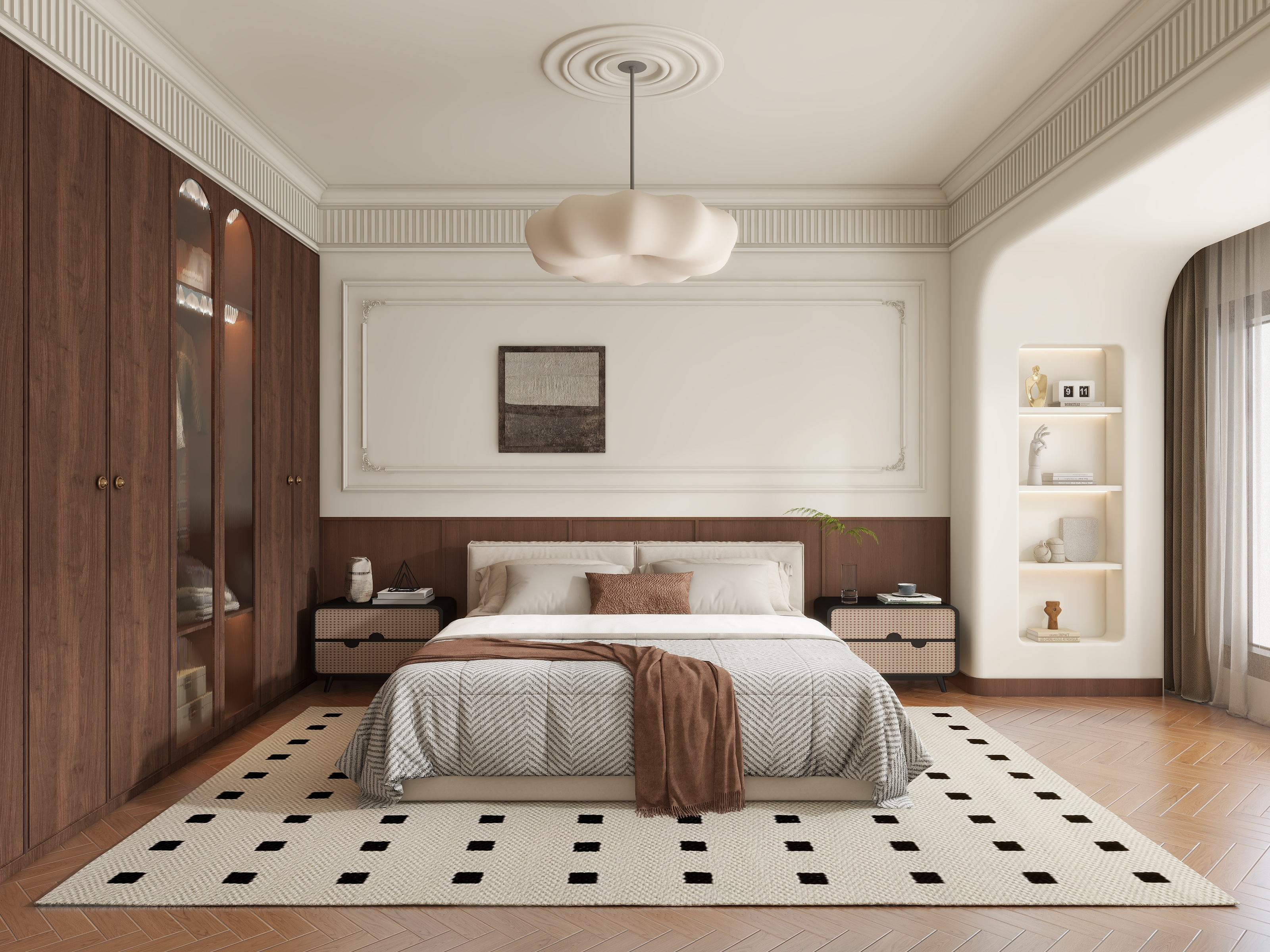 雾见山-法式中古风卧室-装修设计方案