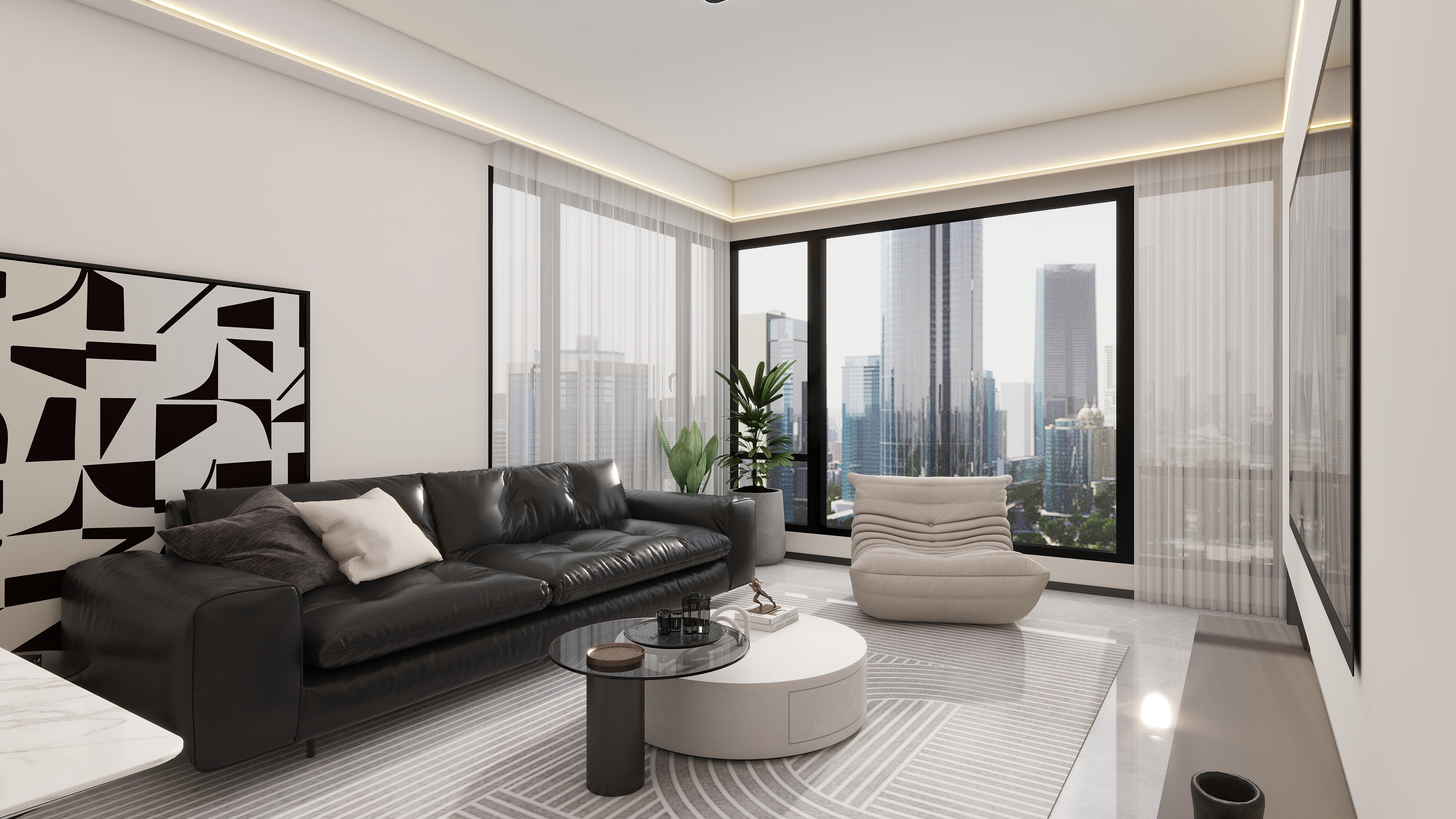 原创001-黑白风格62㎡两室-装修设计方案