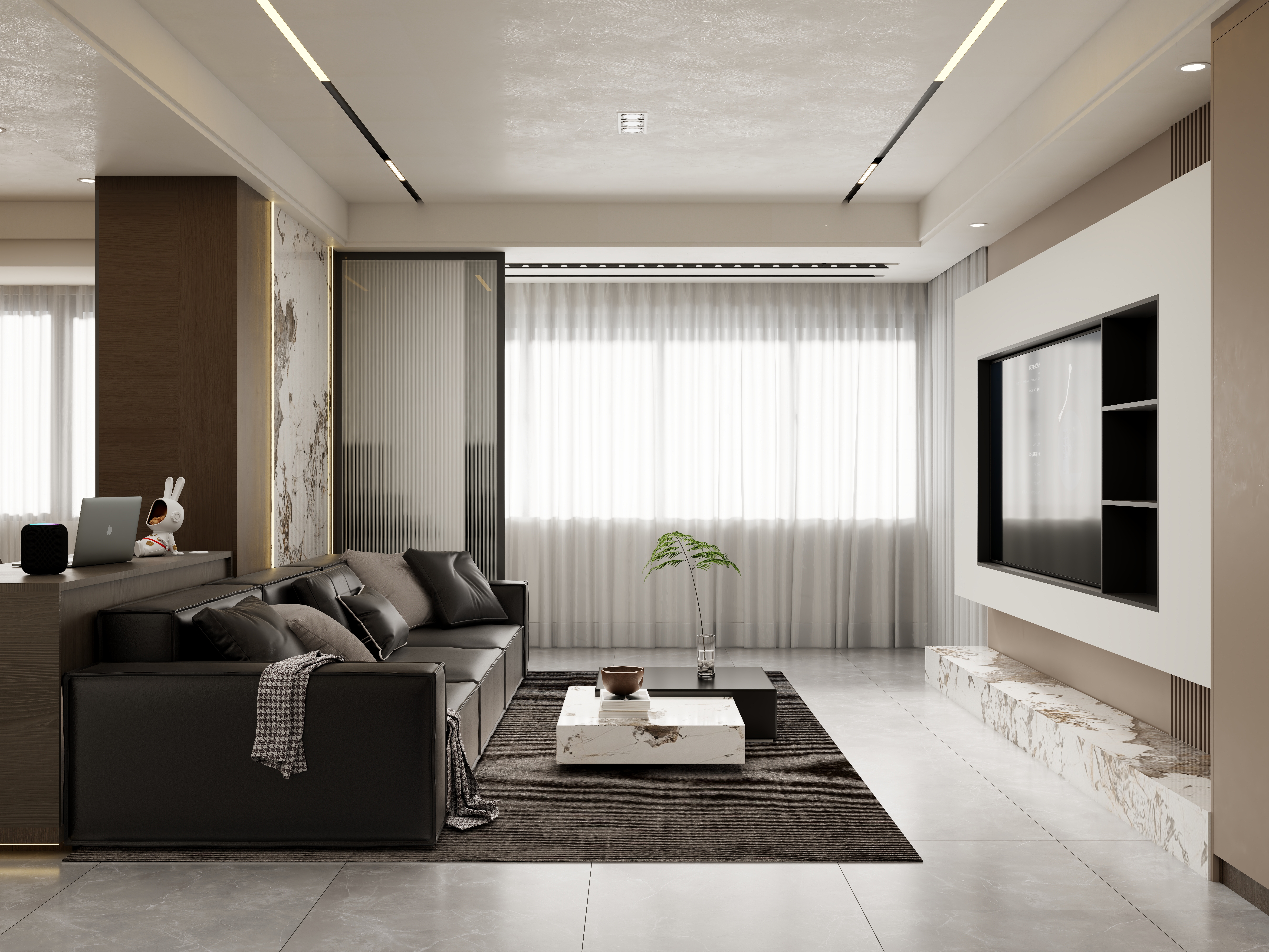 壹诺设计工作室-127㎡3室-现代简约-装修设计方案