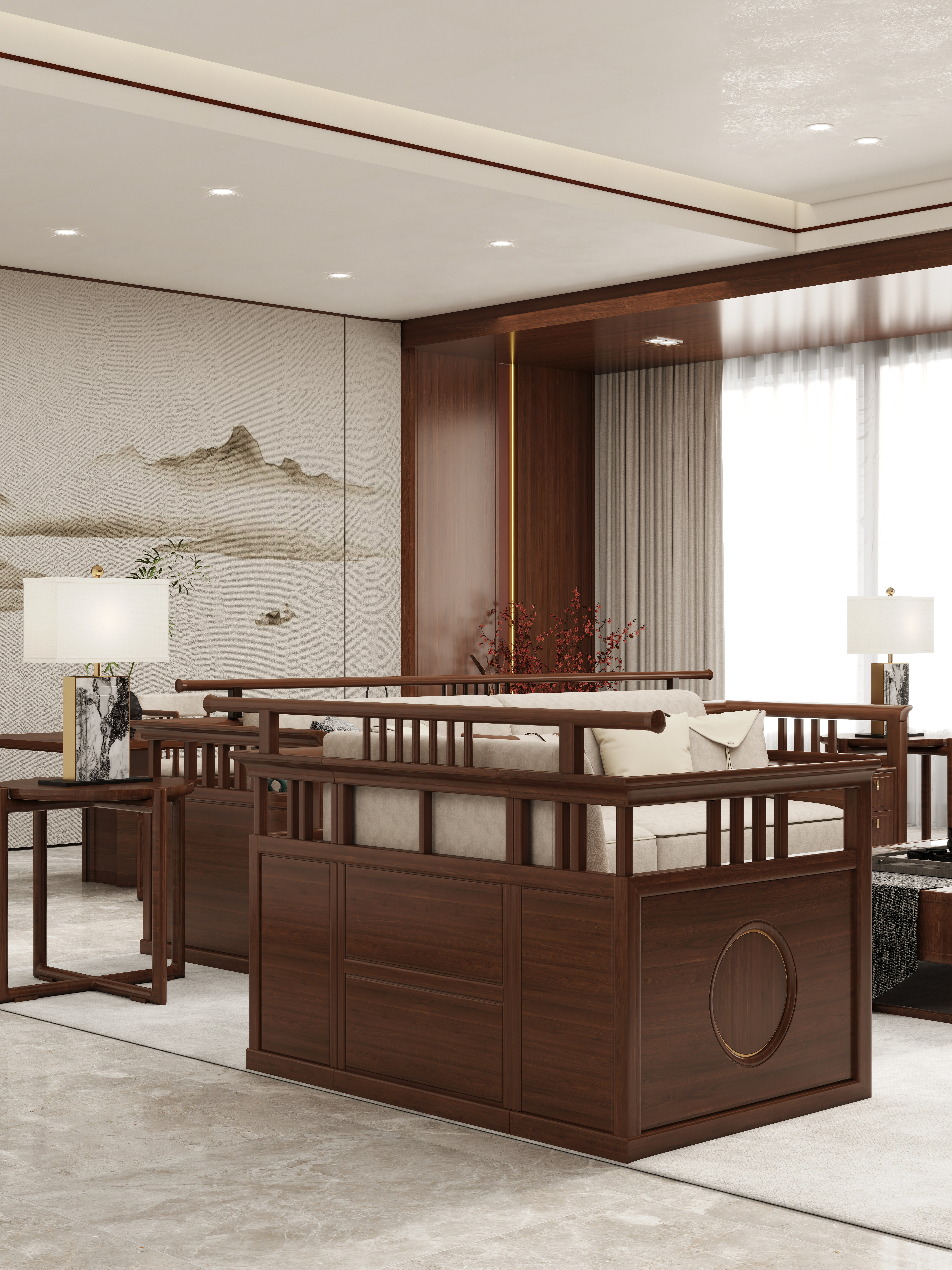 壹诺设计工作室-185㎡4室-新中式装修效果图