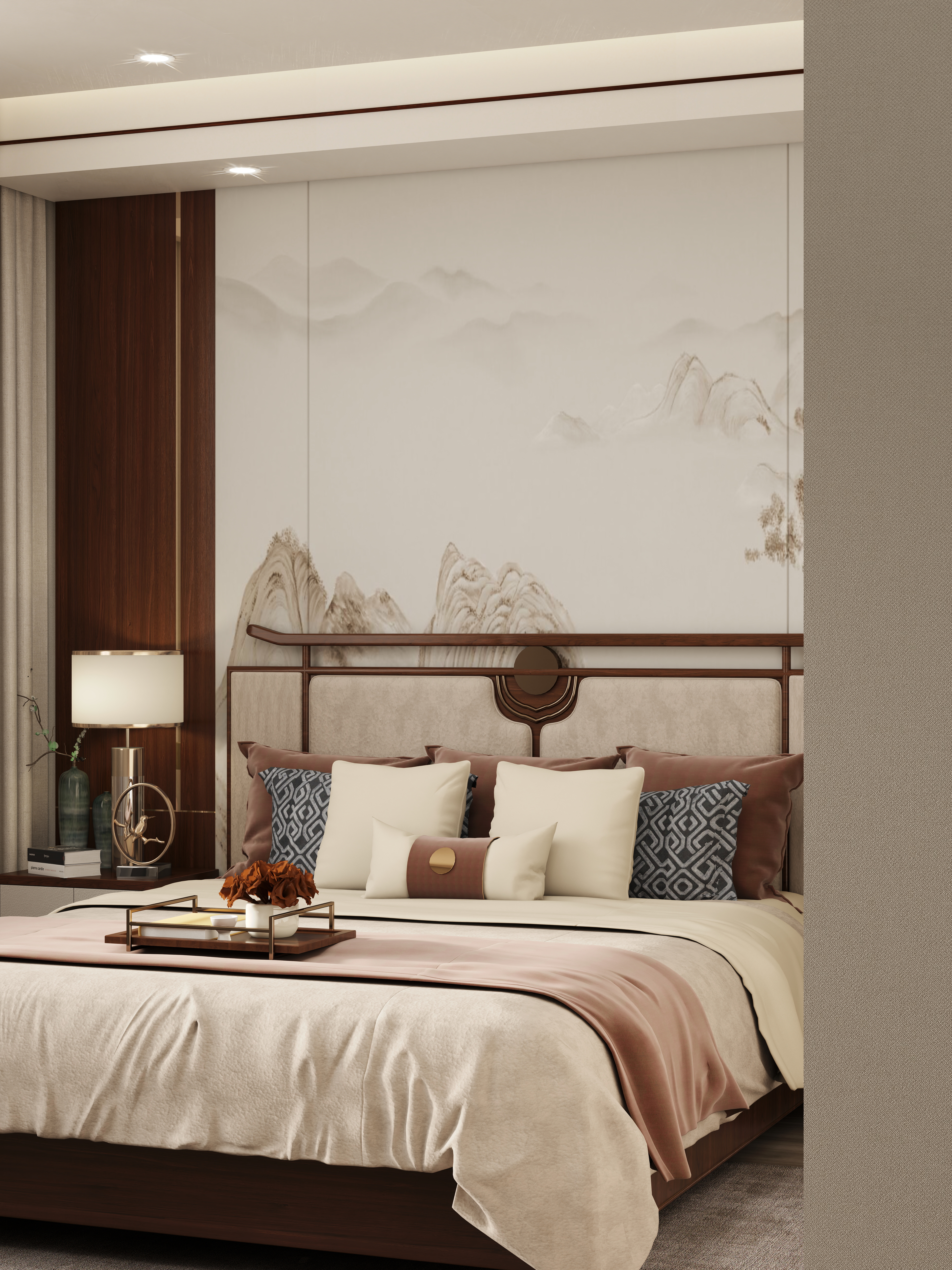 壹诺设计工作室-185㎡4室-新中式装修效果图