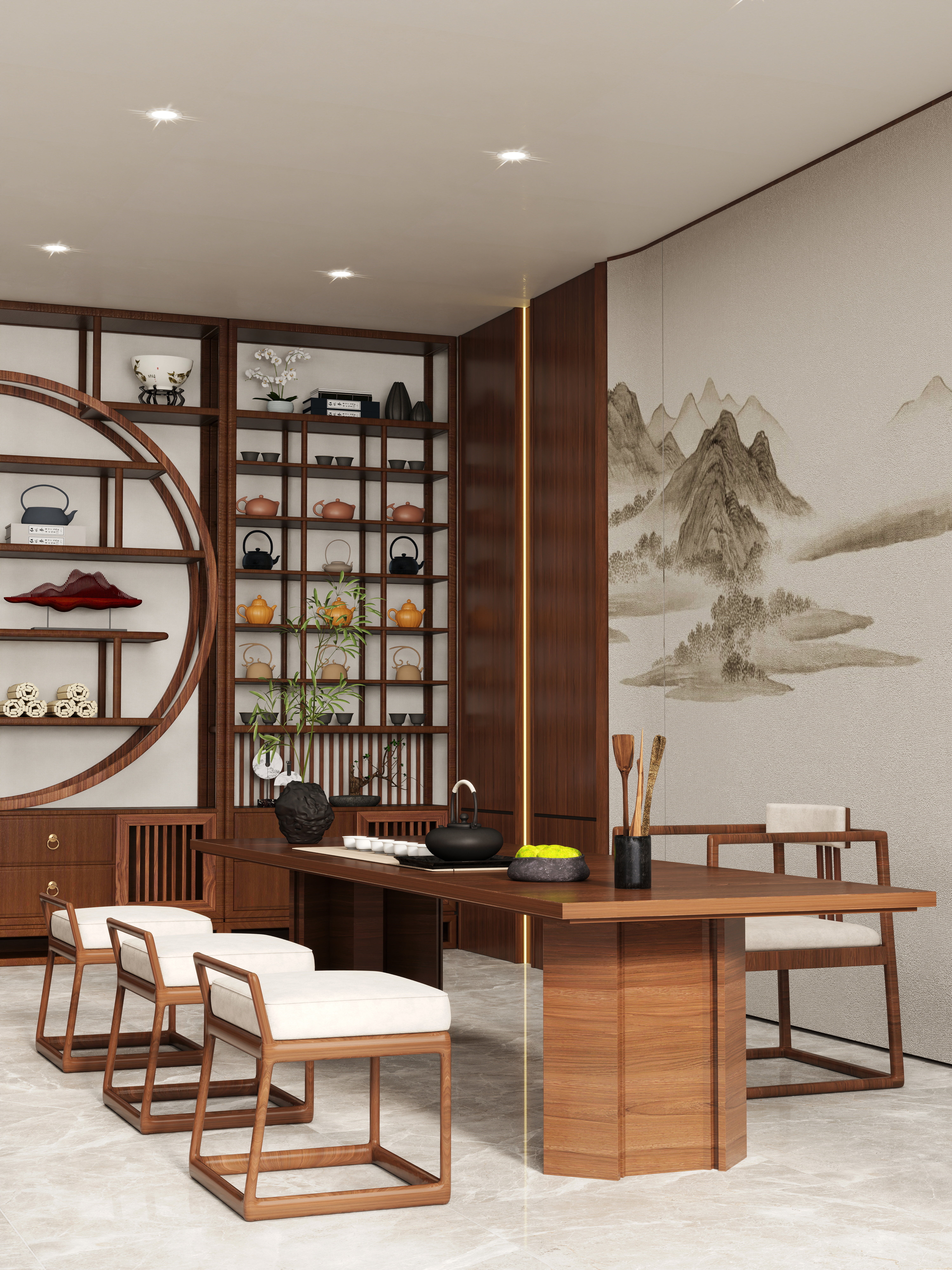 壹诺设计工作室-185㎡4室-新中式装修效果图