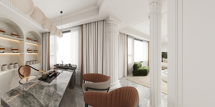 山止川行空间设计丨程宇鹏-华翠西山8-3-302 上叠-翼哥-法式-装修设计方案