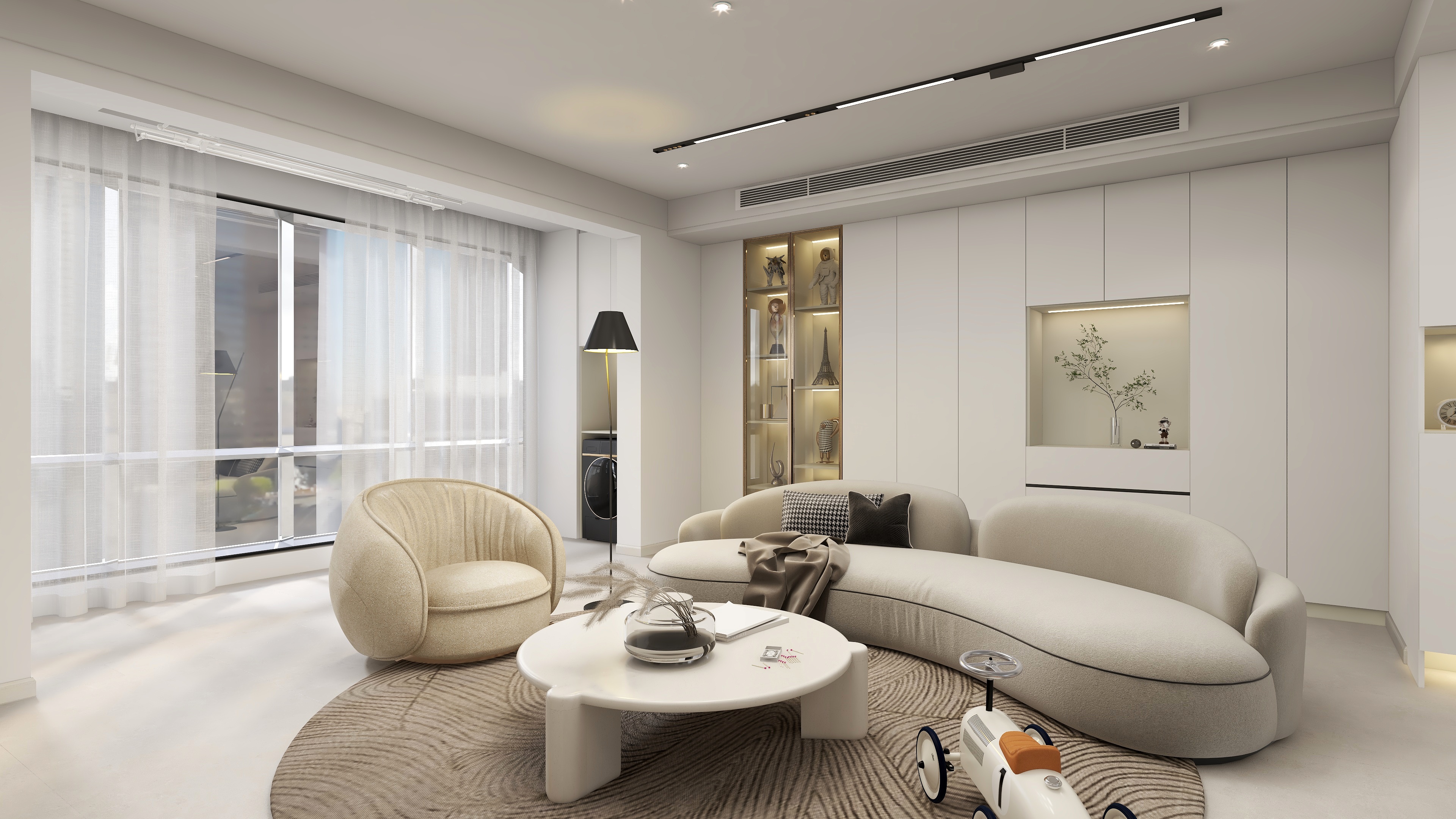 全案设计子龙工作室-125户型-奶咖风-装修设计方案