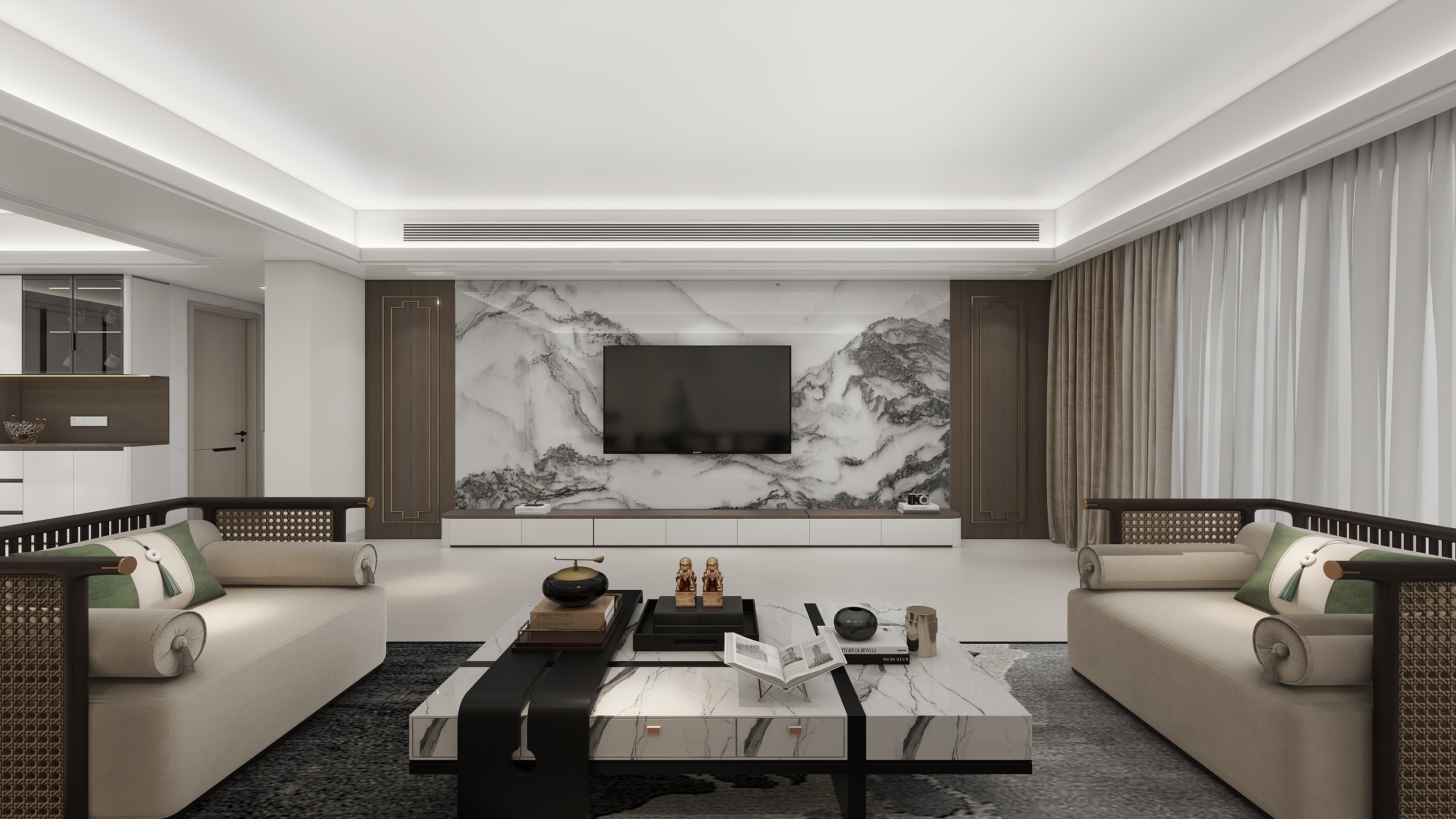 潮州设计师阿龙-新中式--164平三房-装修设计方案