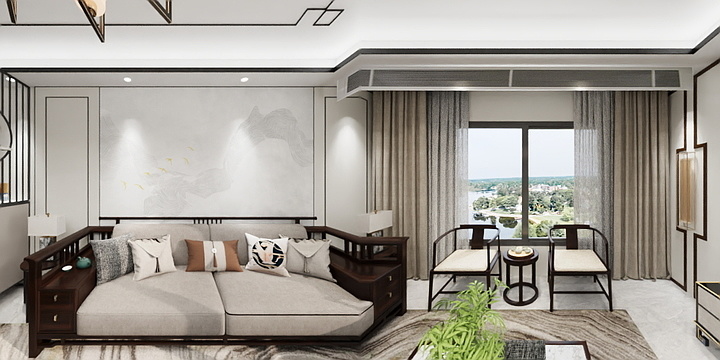 小雪ihyt-Y-138平旧房改造新中式-装修设计方案