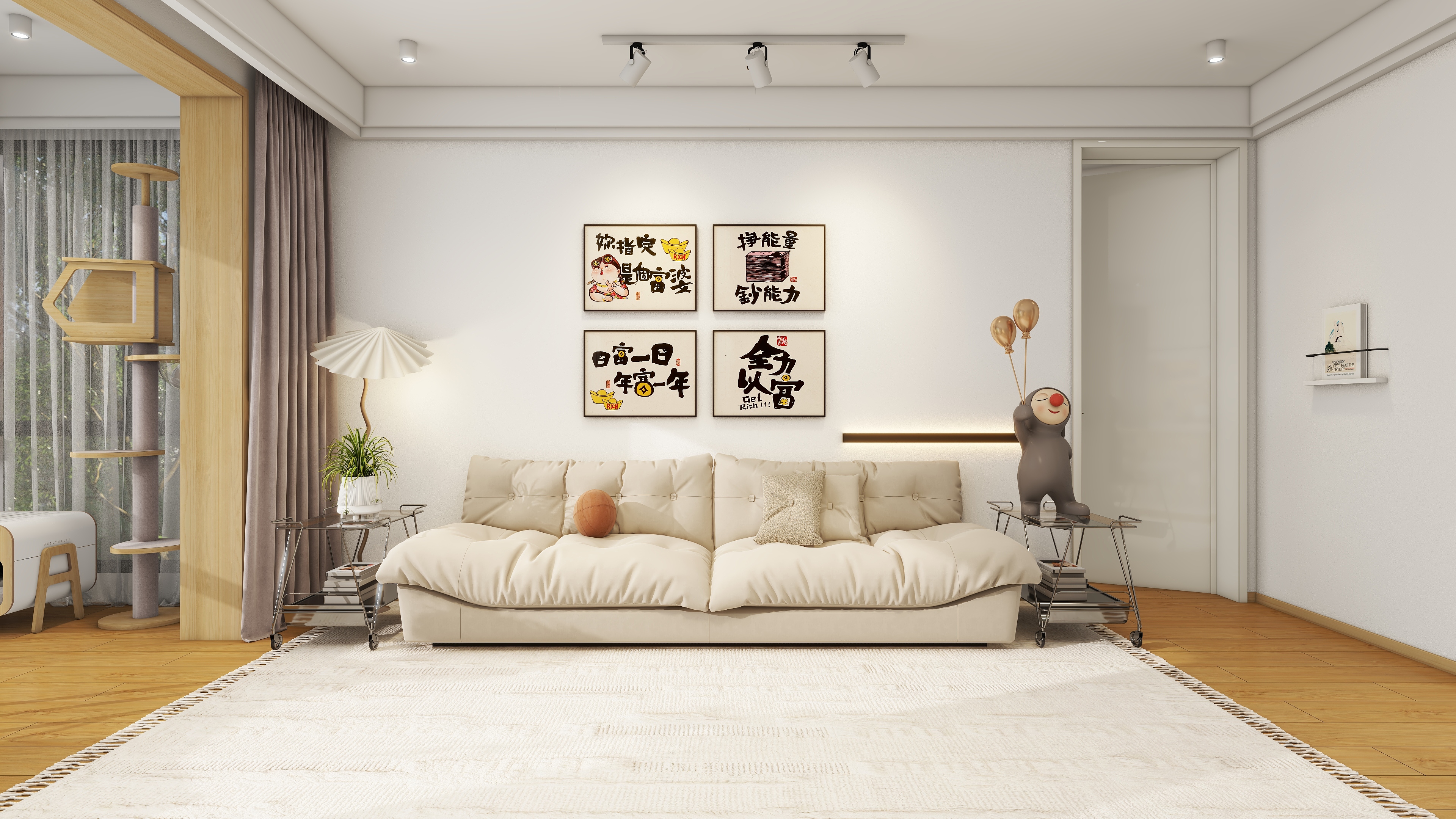 自由设计师-十二-青春活力+105平三室超大横厅原木风装修效果图