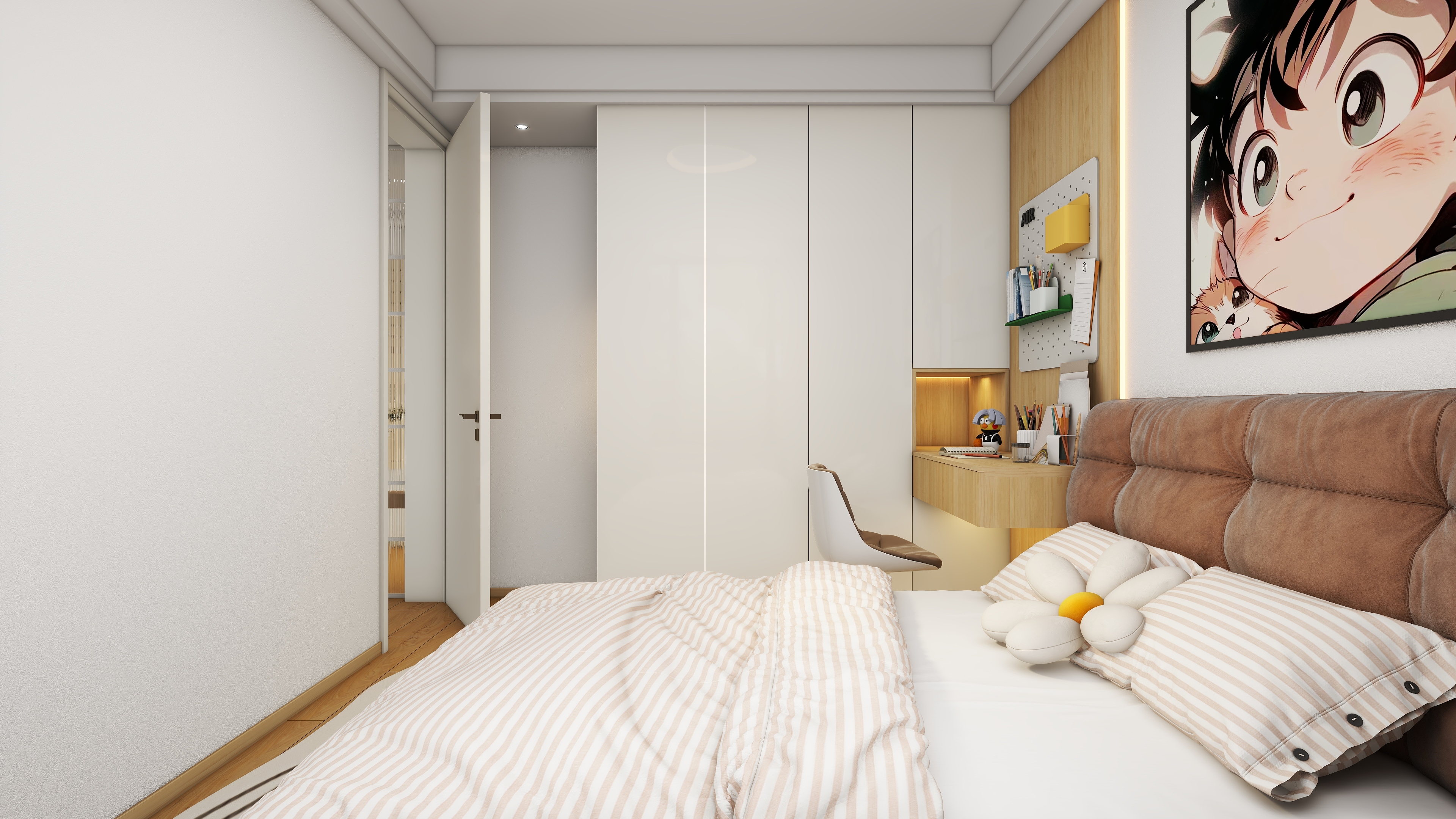 自由设计师-十二-青春活力+105平三室超大横厅原木风装修效果图