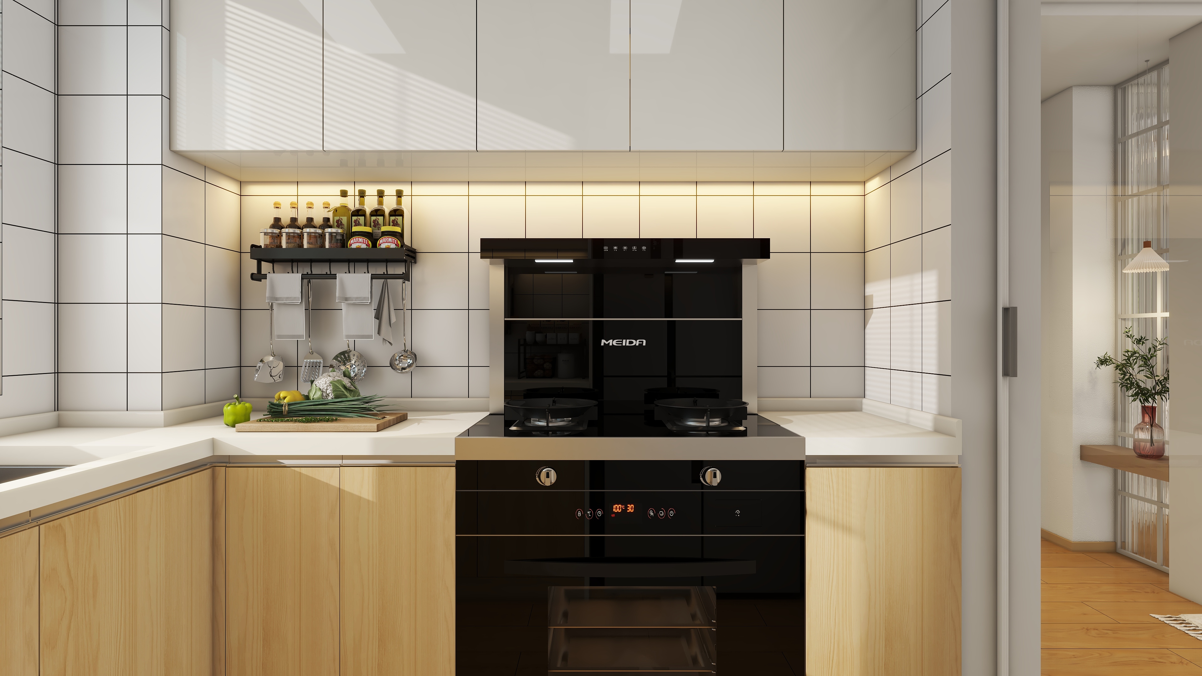 自由设计师-十二-青春活力+105平三室超大横厅原木风装修效果图