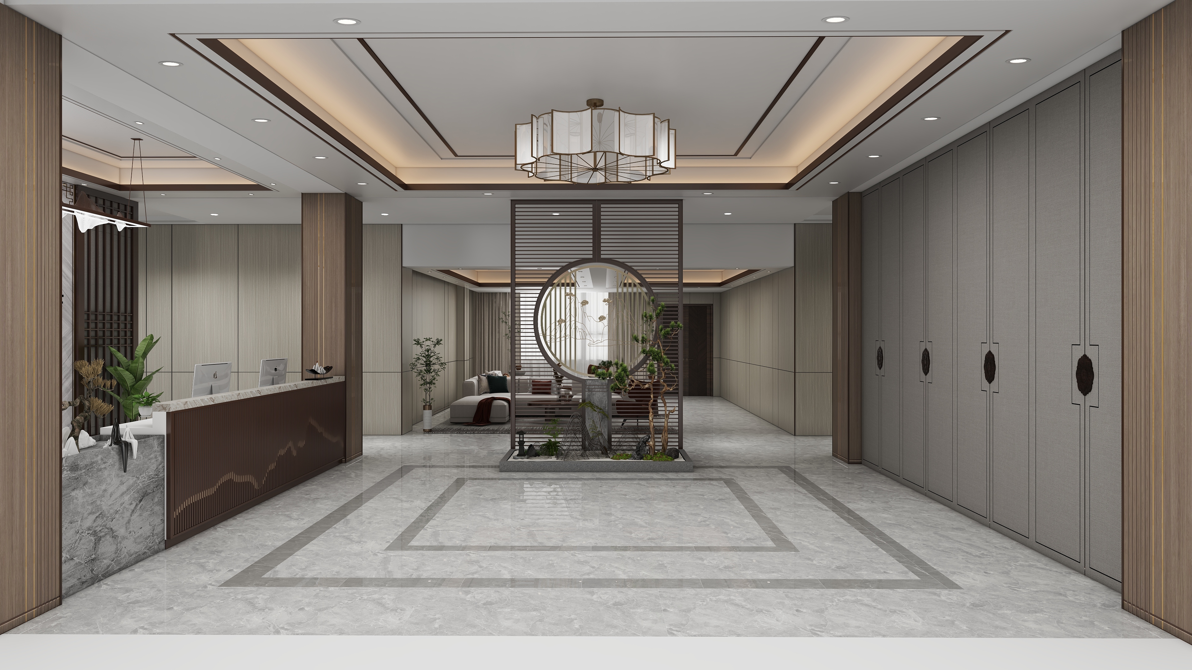 小杰designer-康养服务中心酒店大堂装修效果图