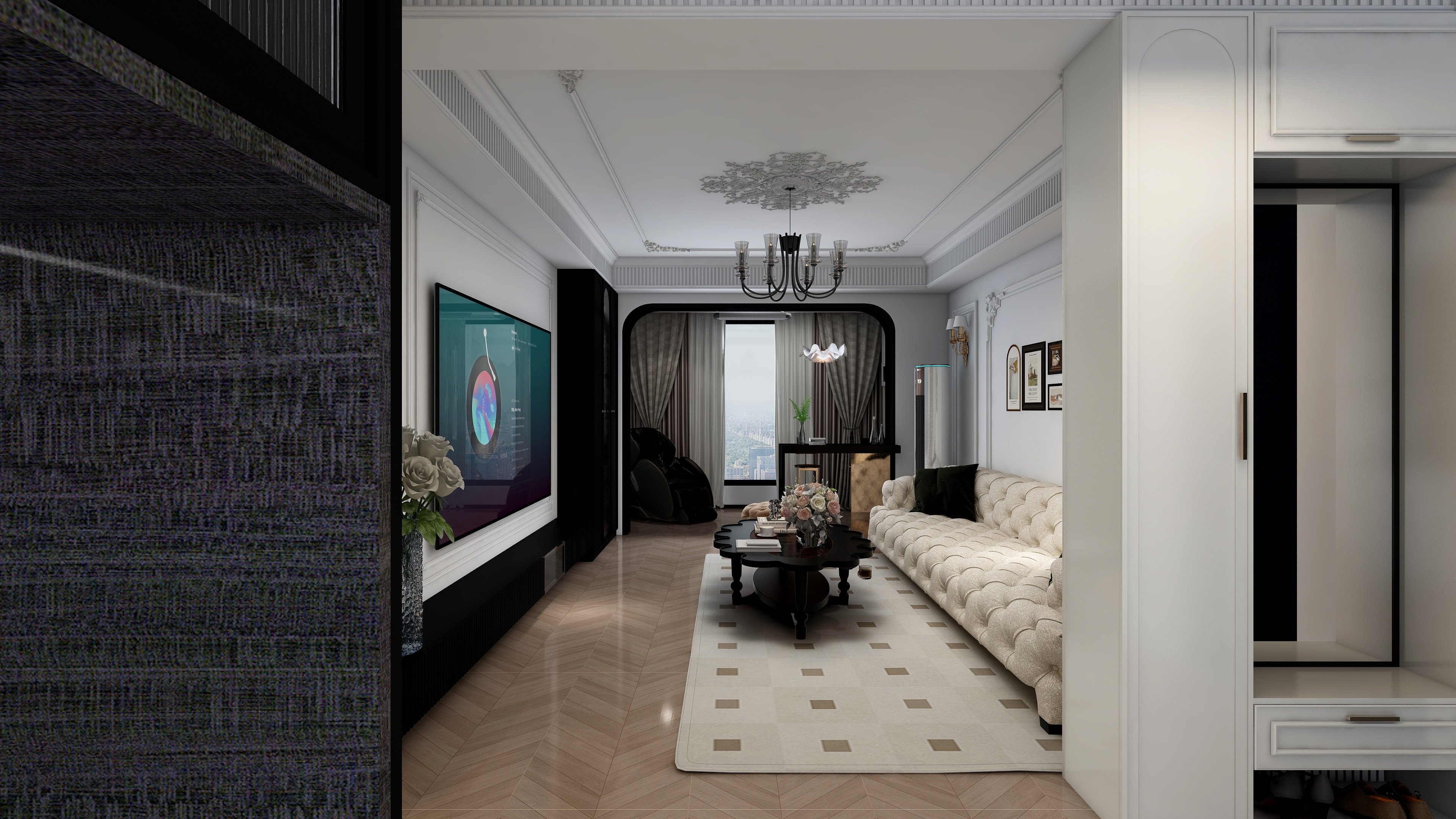 此效果图简单参考-天安大厦美式101㎡3室装修效果图