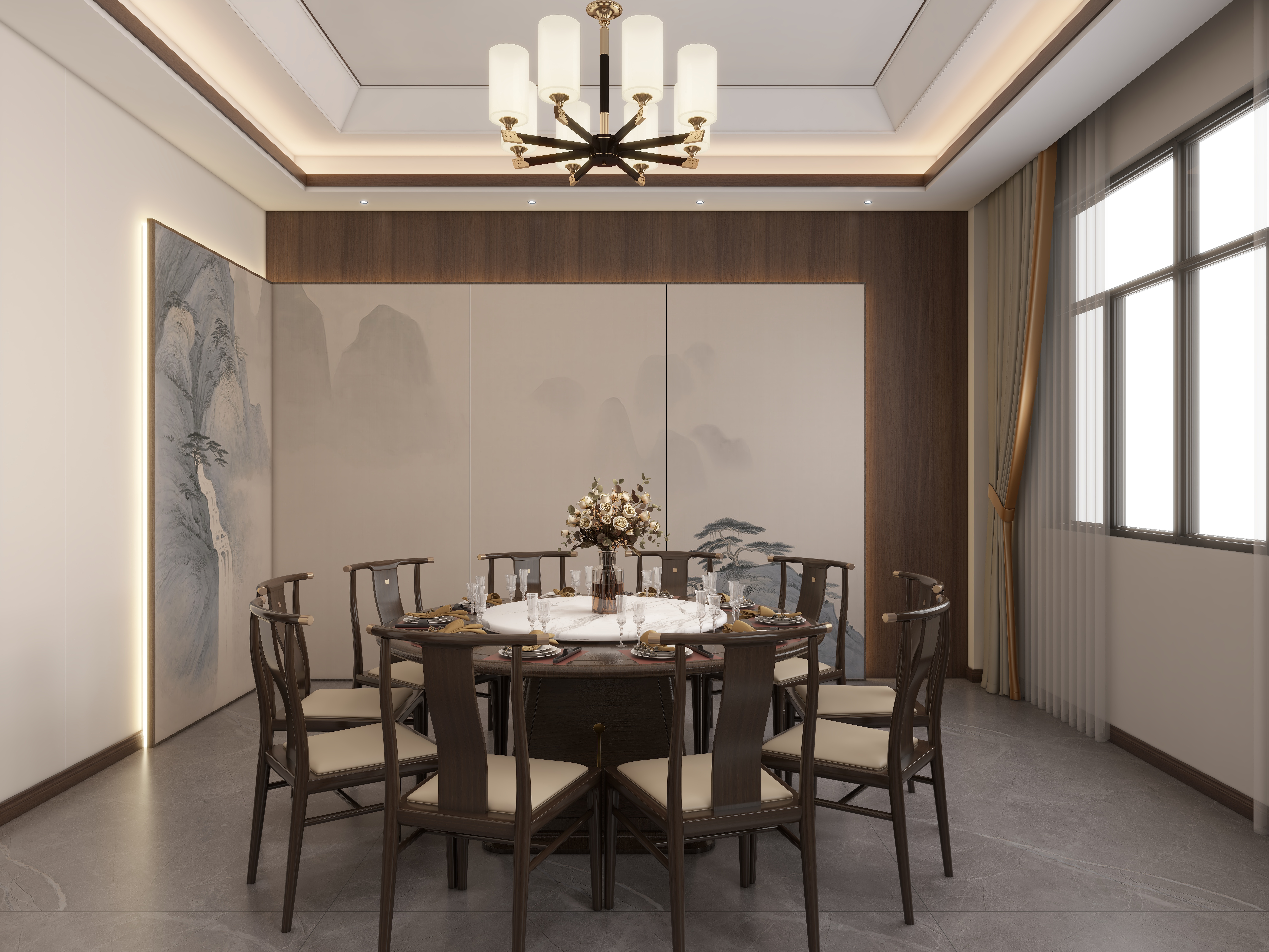 湛智华-新中式别墅786平4层装修效果图