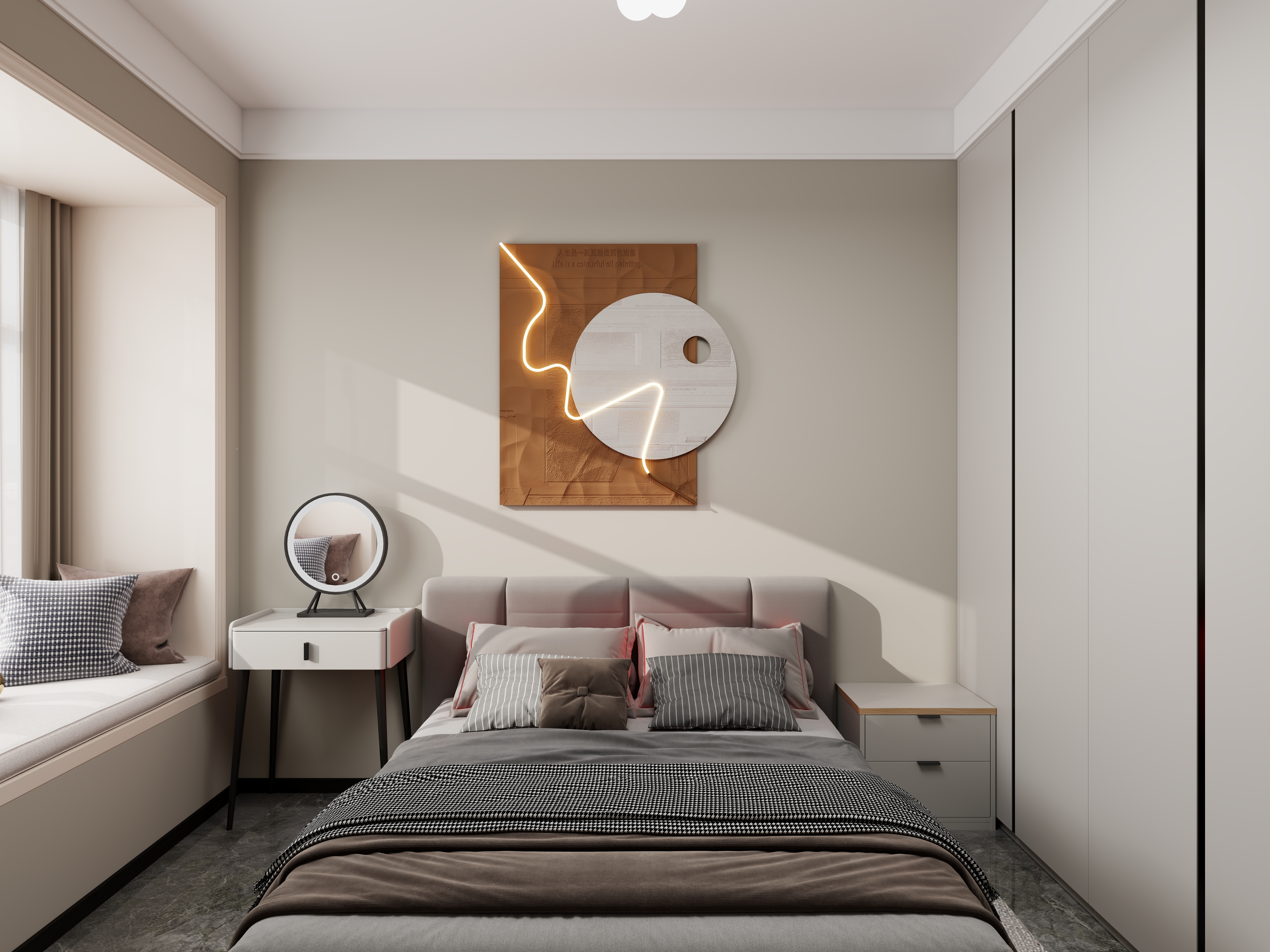 艺雅丽-77平现代简约一层主卧装修效果图第1张