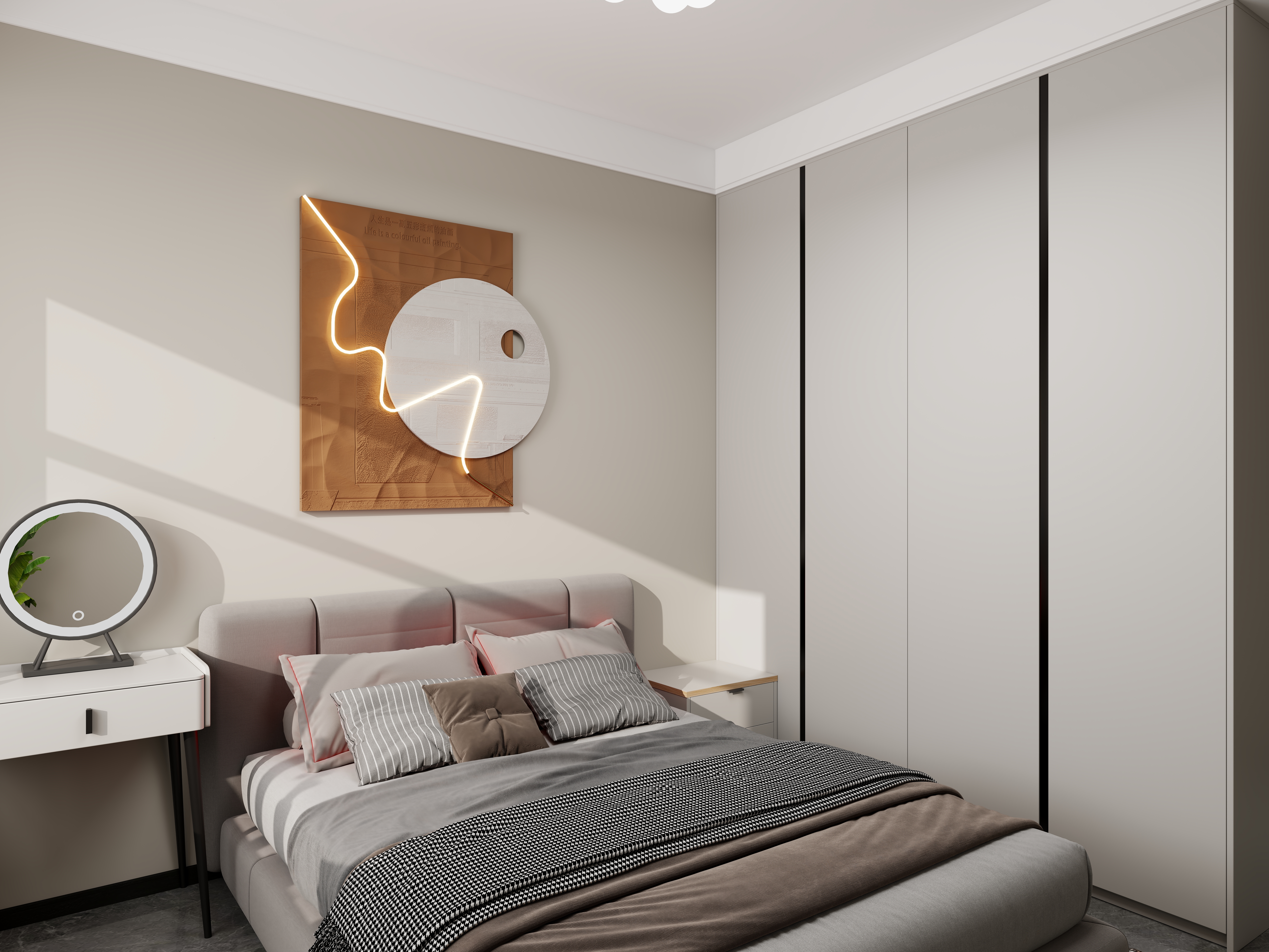 艺雅丽-77平现代简约一层主卧装修效果图第2张