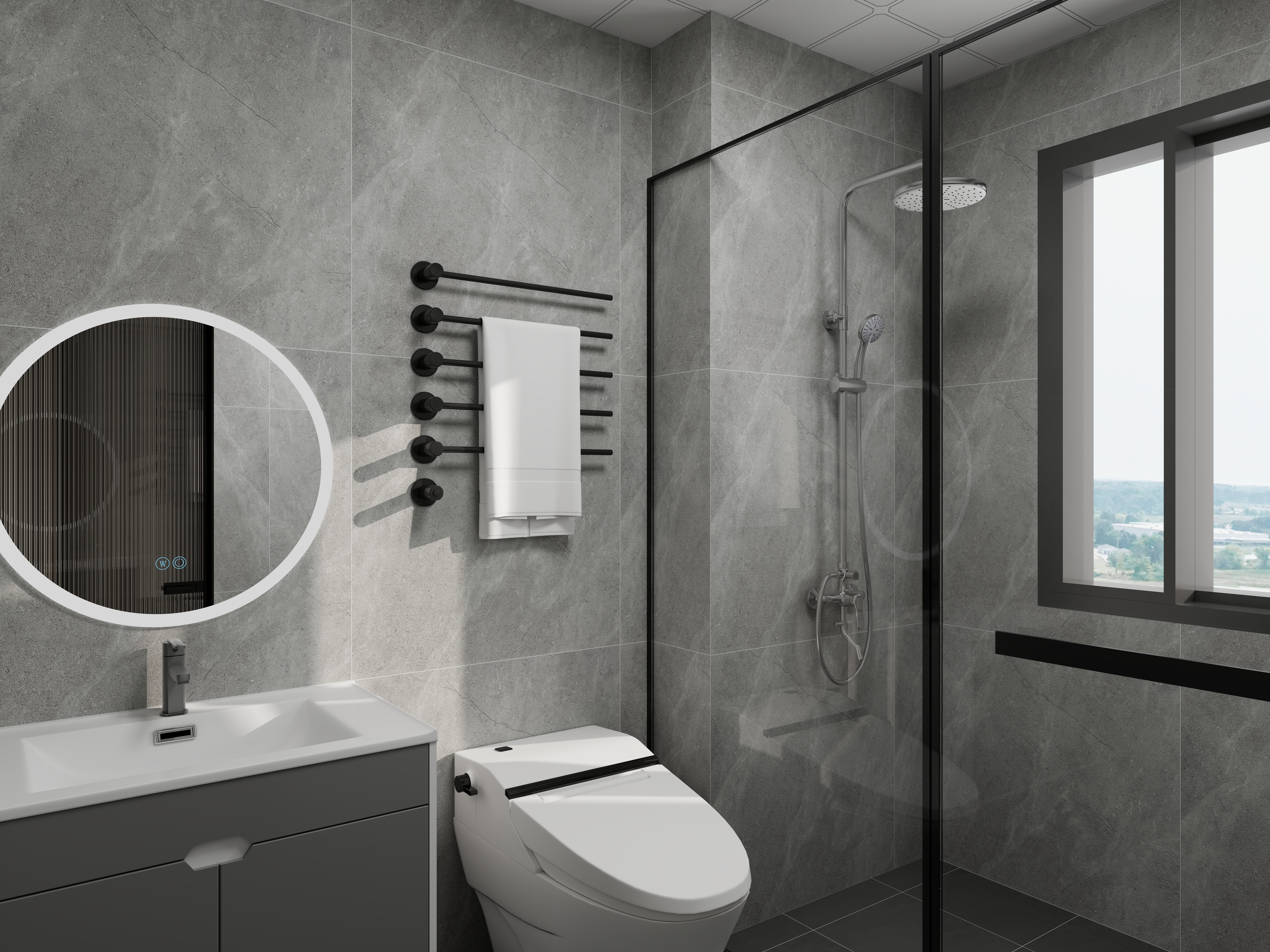 艺雅丽-77平现代简约一层主卫装修效果图第1张