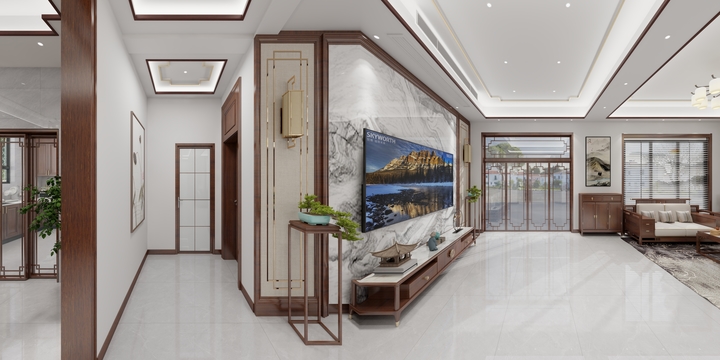 橙艺设计室-牛进庄别墅--弧形梯中式-装修设计方案