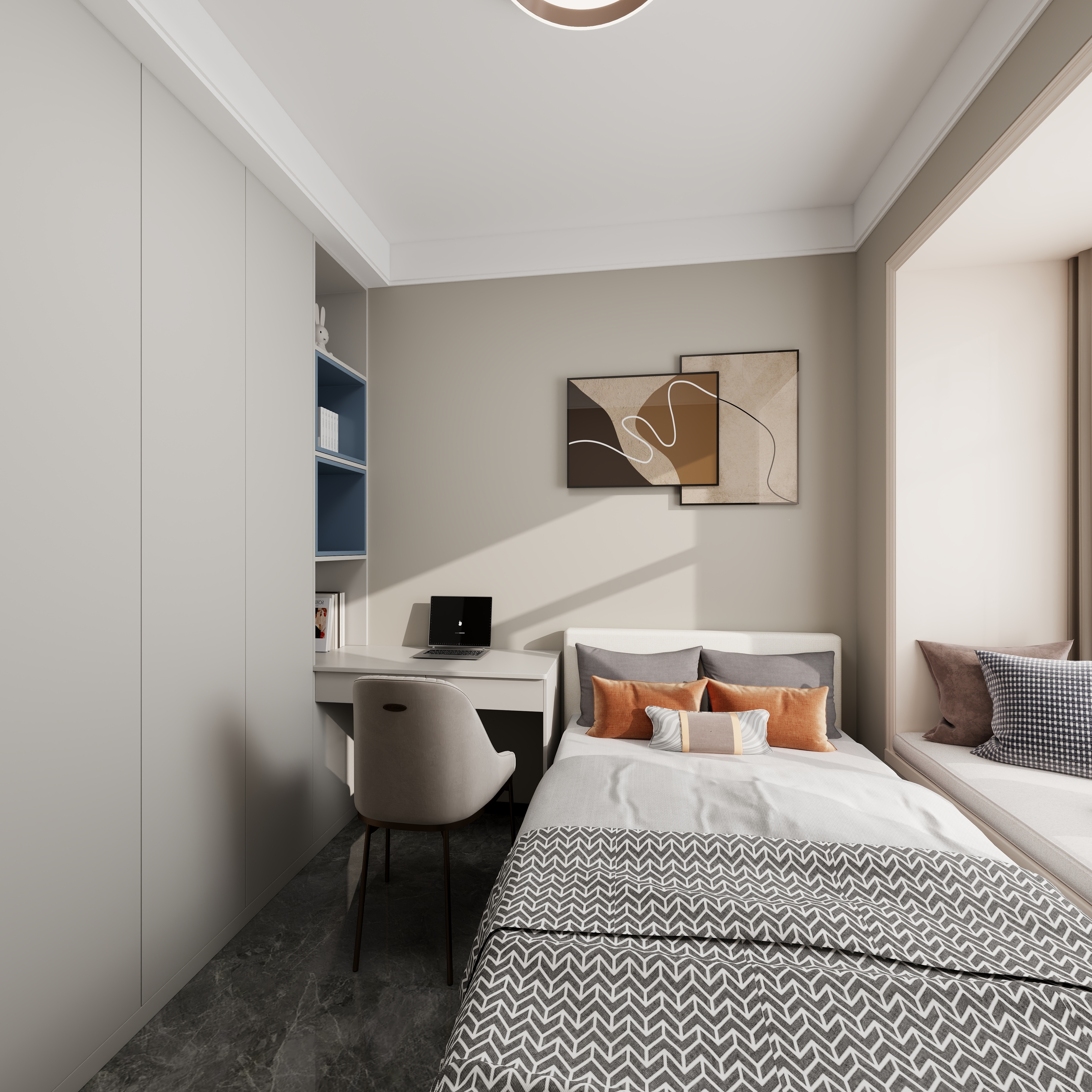 艺雅丽-77平现代简约一层次卧1装修效果图第3张