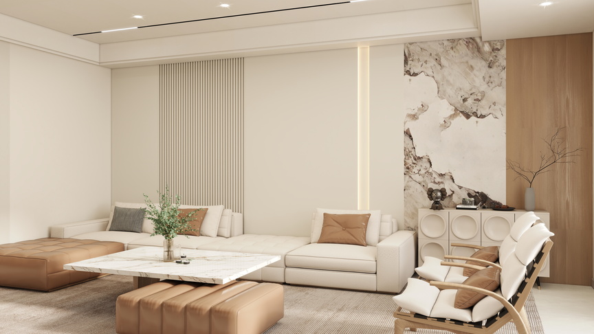 壹诺设计工作室-自建房奶油风装修效果图