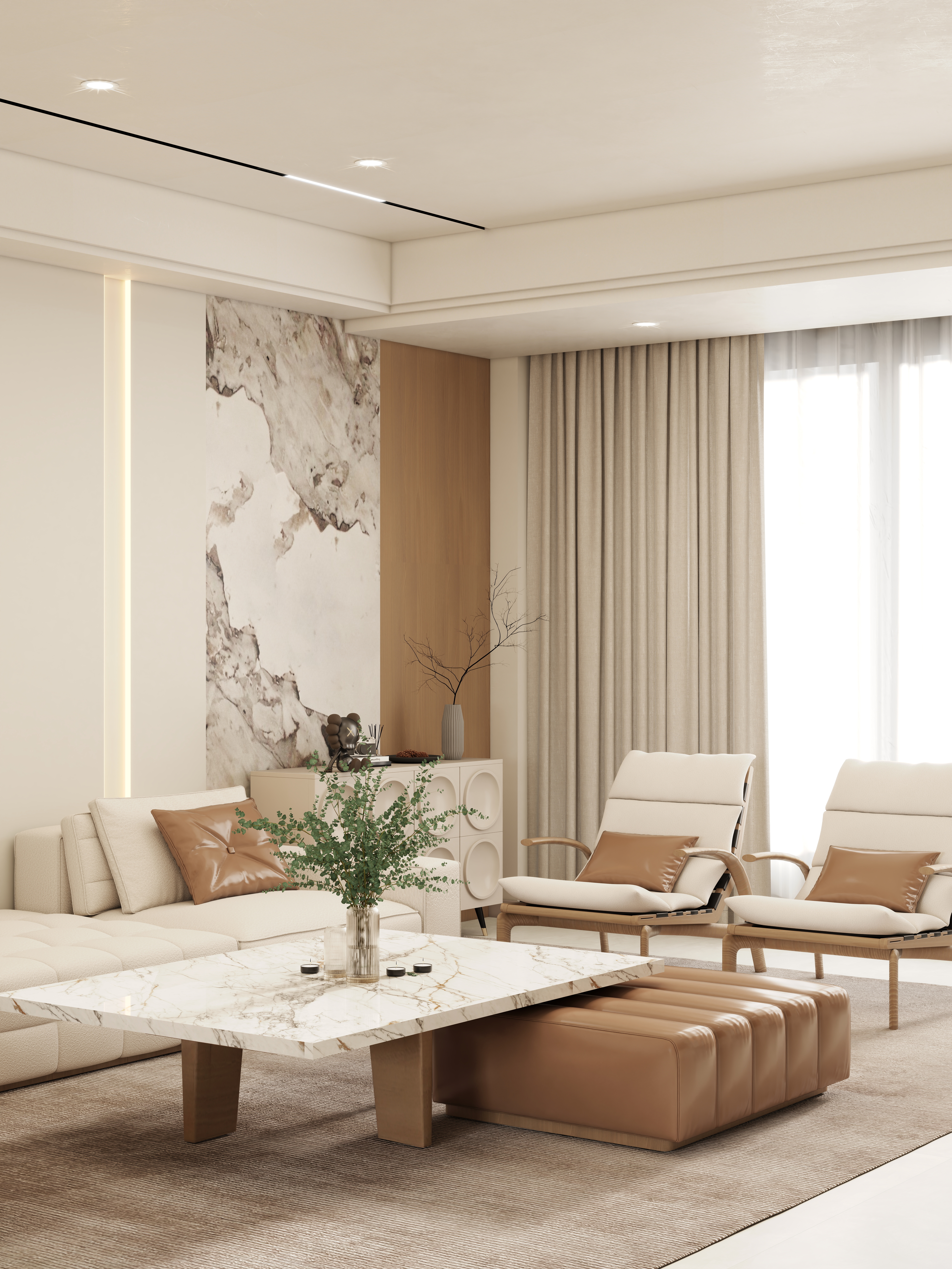 壹诺设计工作室-自建房奶油风装修效果图