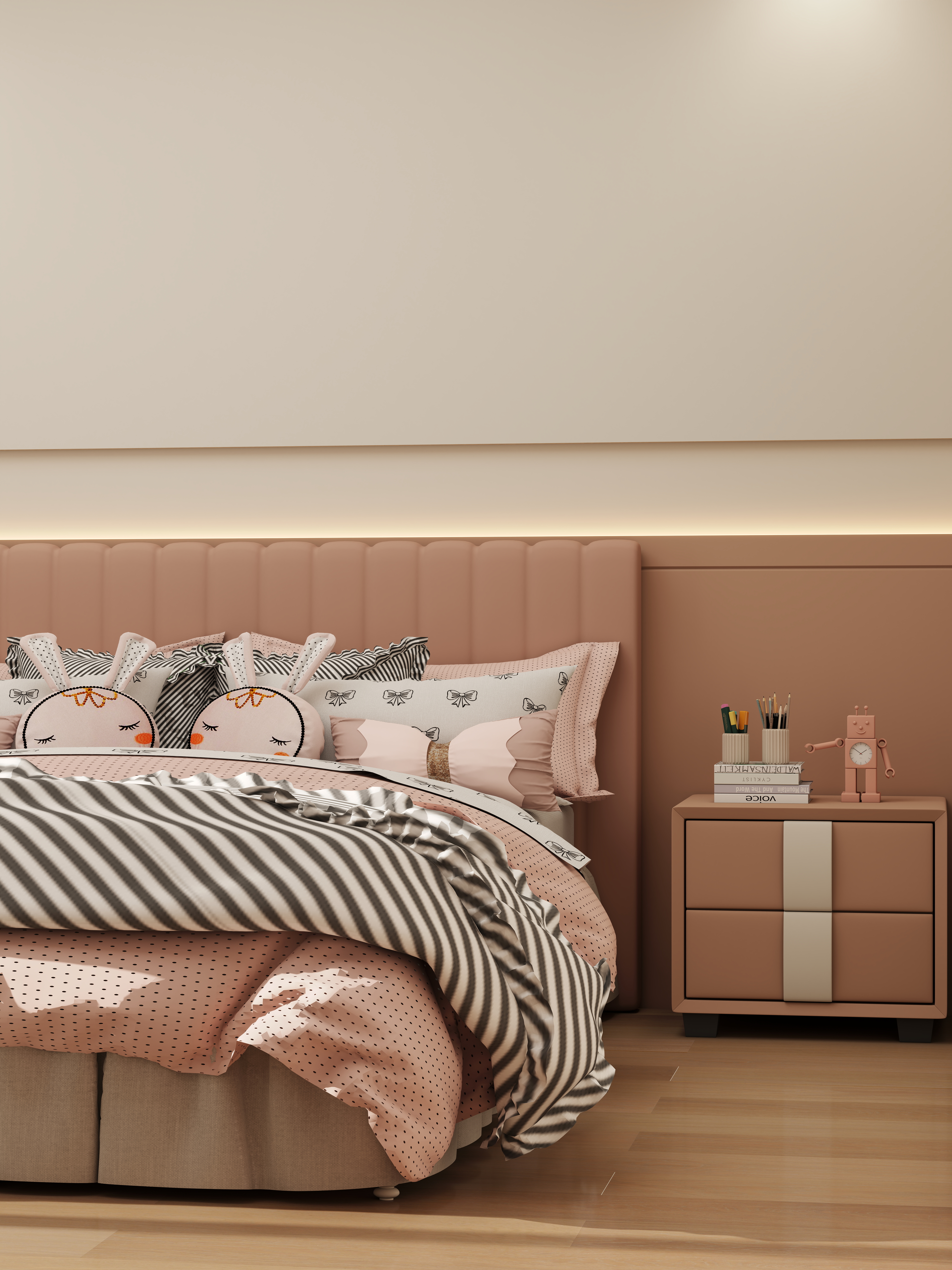 壹诺设计工作室-156m²三室-自建房奶油风装修效果图