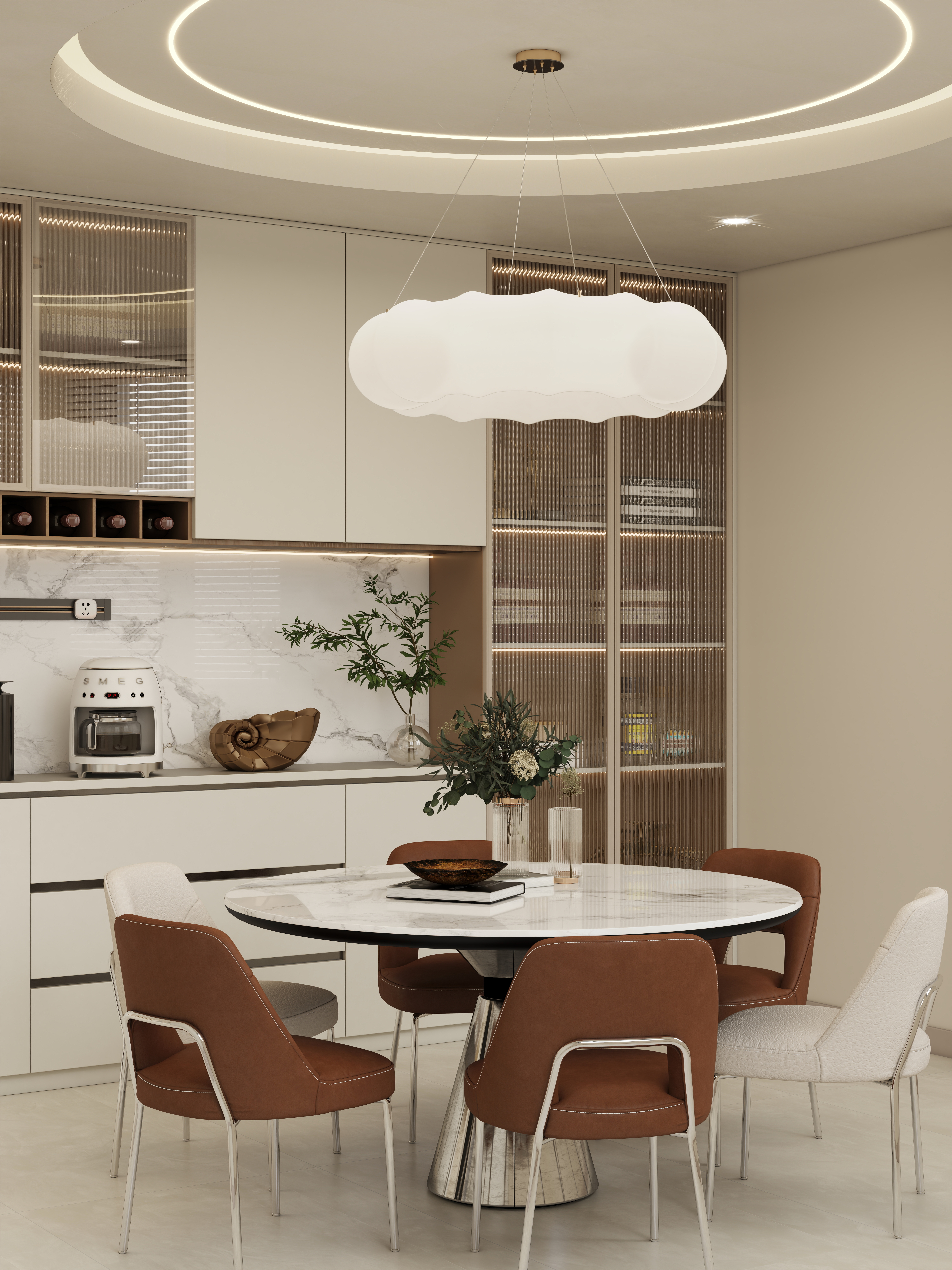 壹诺设计工作室-自建二层房奶油风装修效果图